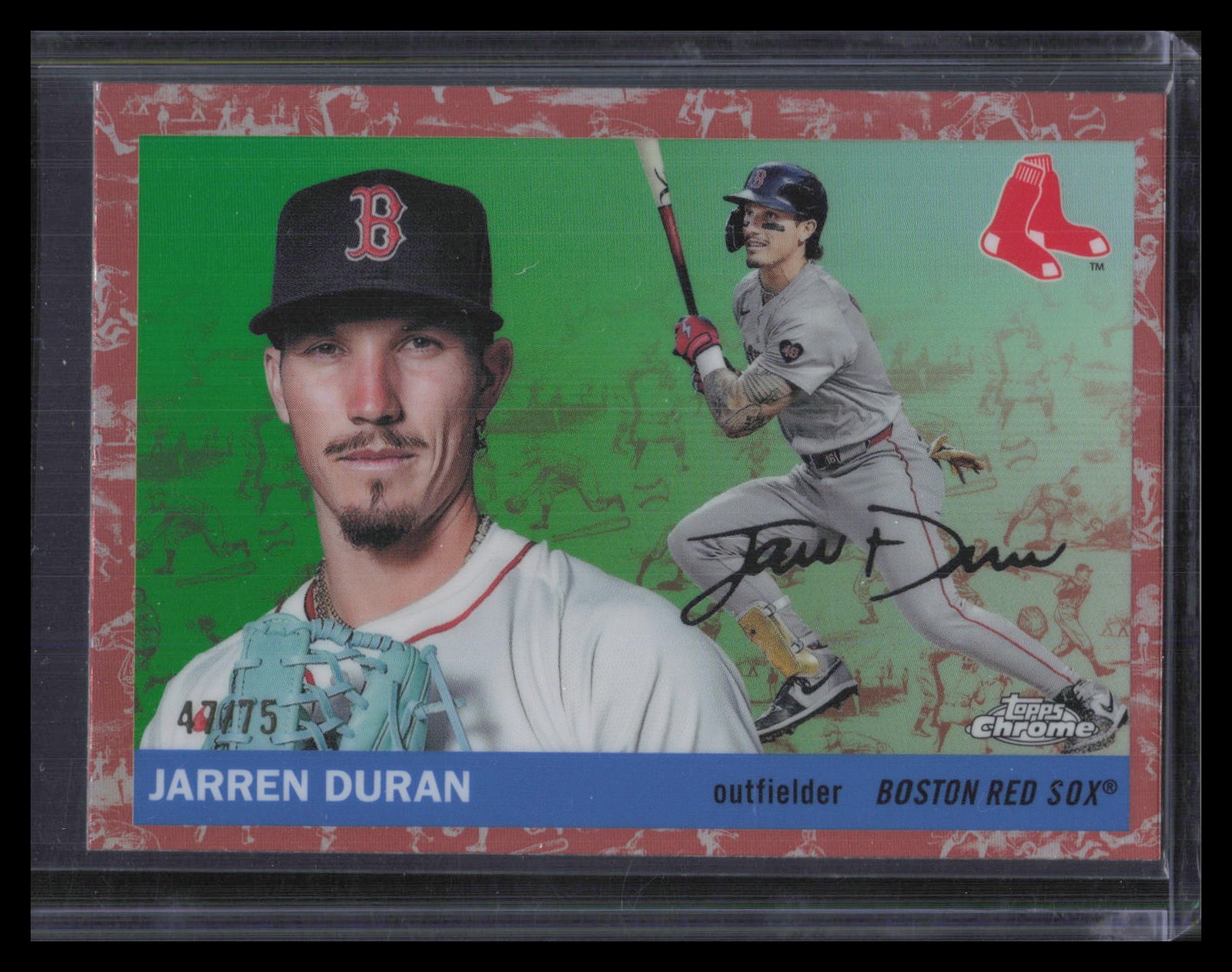 Jarren Duran 2025 Topps Chrome Platinum #2 Toile Cream / Gold Refractors #/50