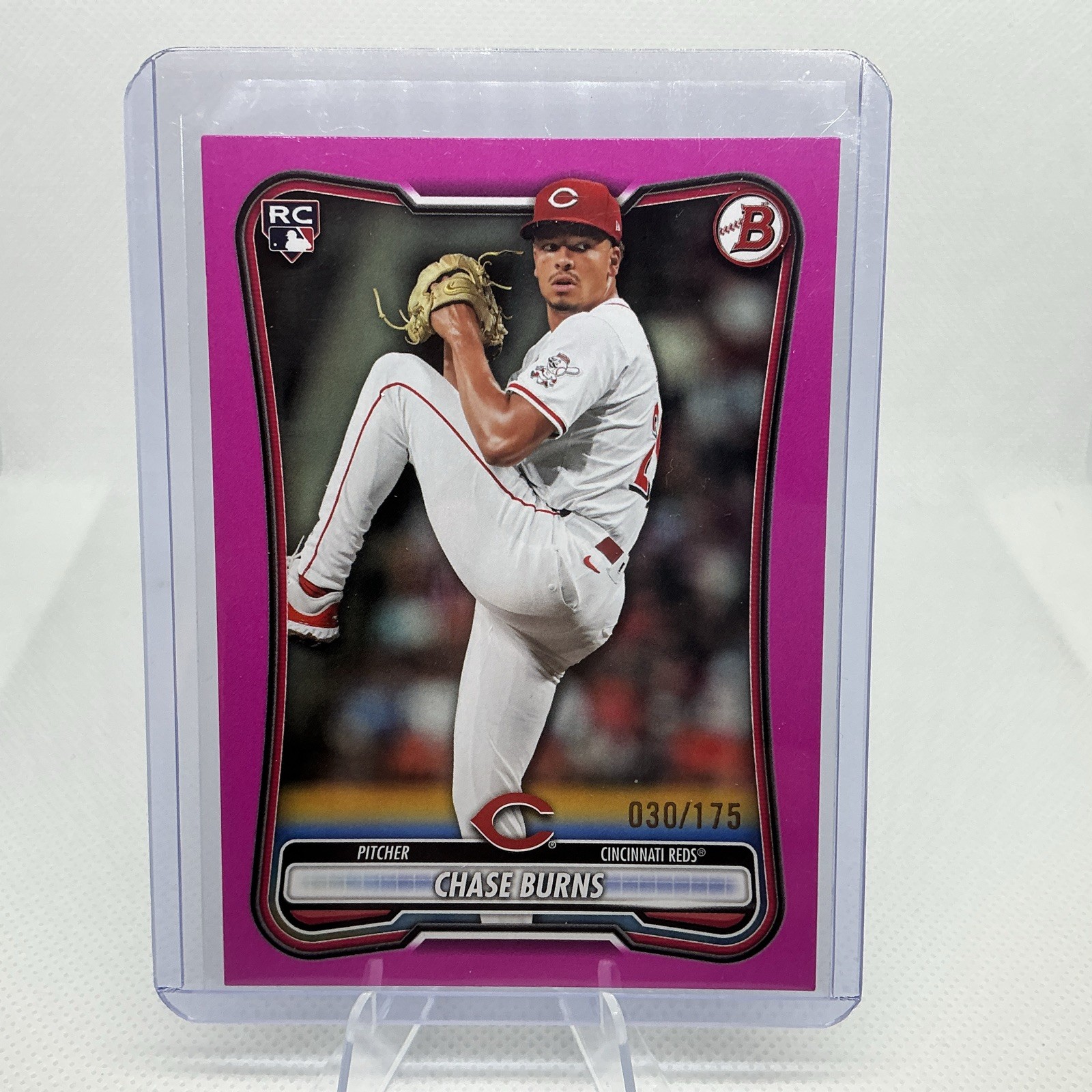 2026 Bowman Chase Burns RC Pink Border /175 Cincinnati Reds