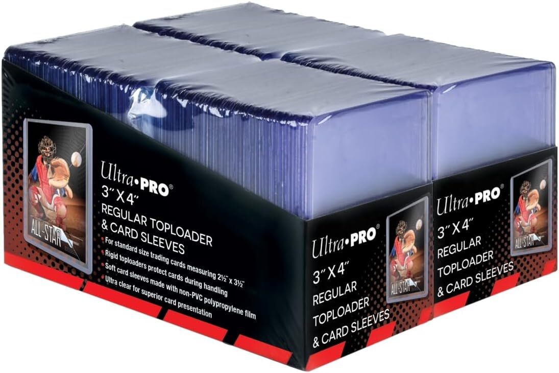 200ct Ultra PRO 3″x4″ Regular Toploaders + 200 Sleeves for 35pt Sports Card