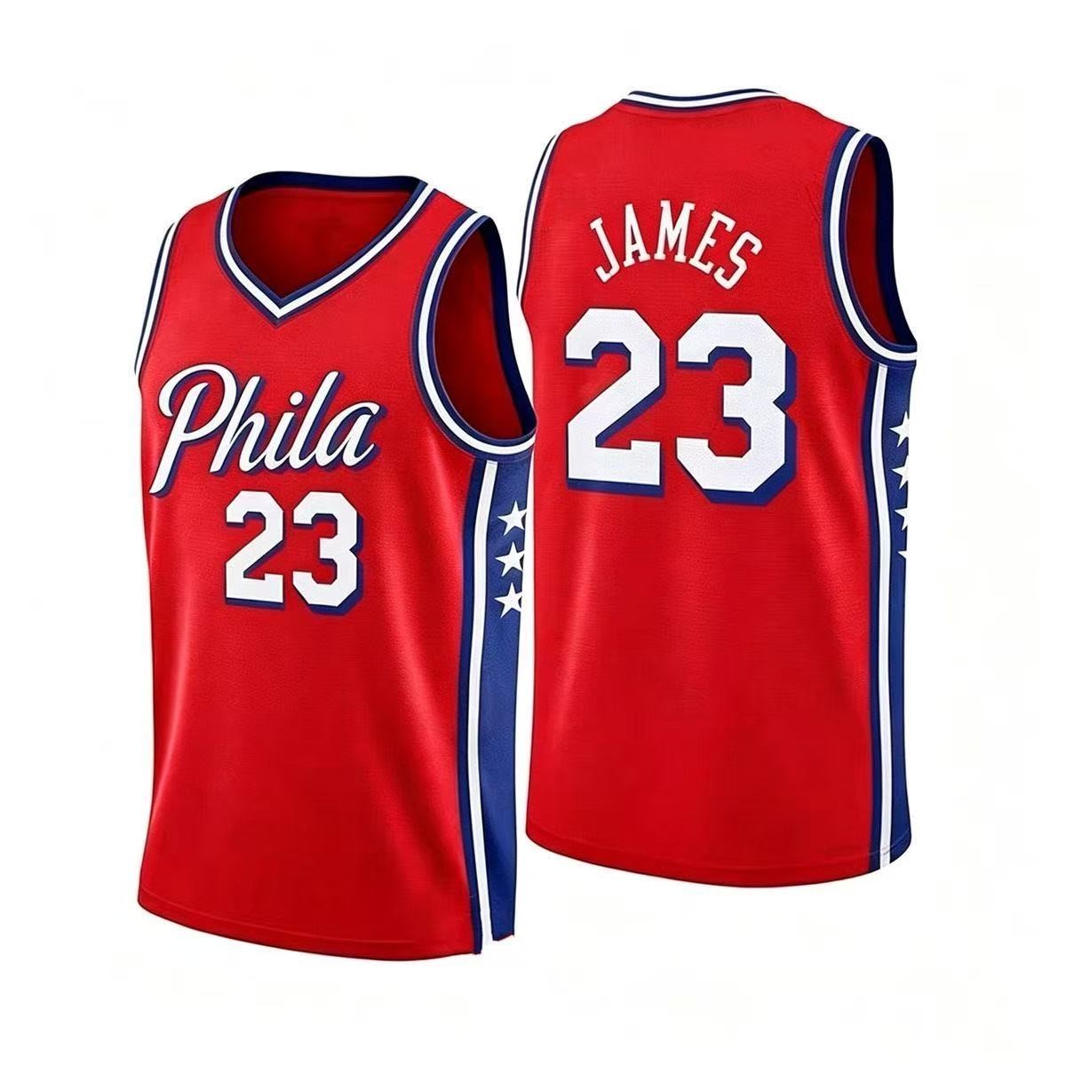 2026 LBJ #23 Phila Basketball Jersey Star Stripes Men’s Custom Fan Shirt