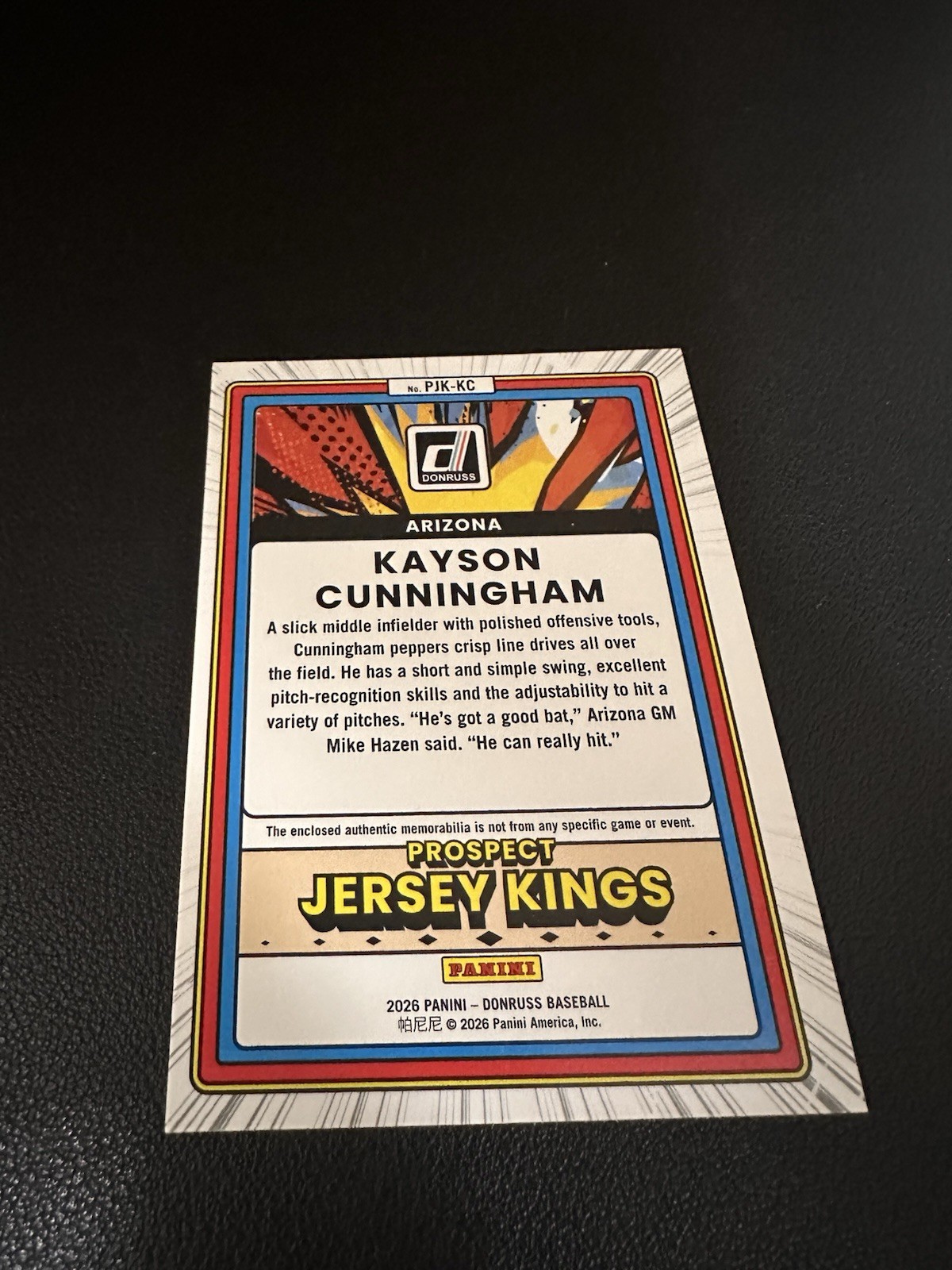 KAYSON CUNNINGHAM 2026 Panini Donruss Prospect Jersey Kings BLUE ICE Diamondback