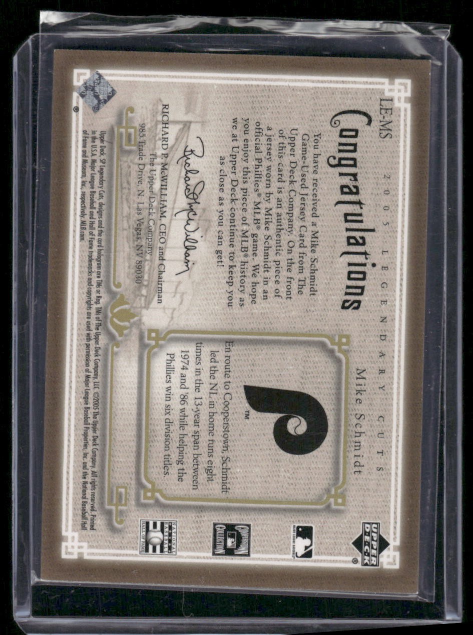 MIKE SCHMIDT 2005 UD SP Legendary Cuts Legendary Lineage Materials Relic #LE-MS