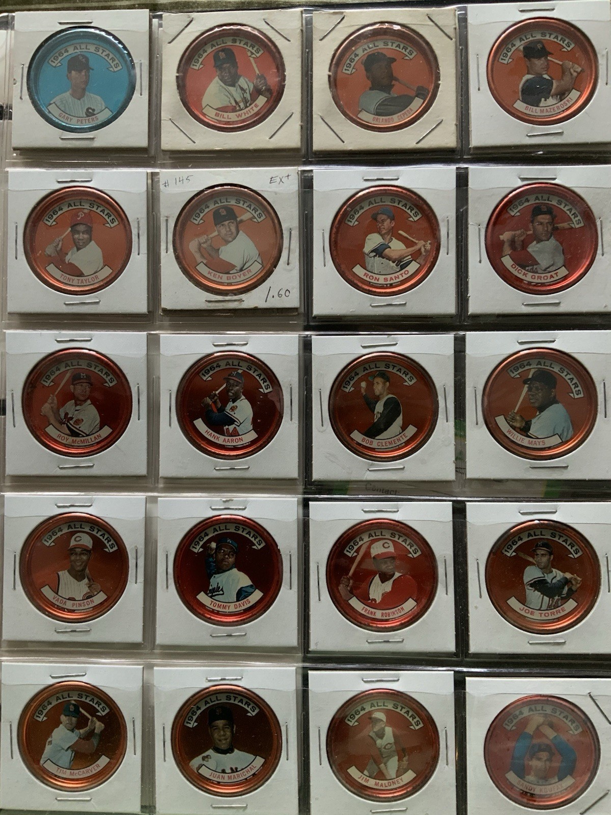 1964 Topps Coins Complete Set 1-164 Plus 3 Variations