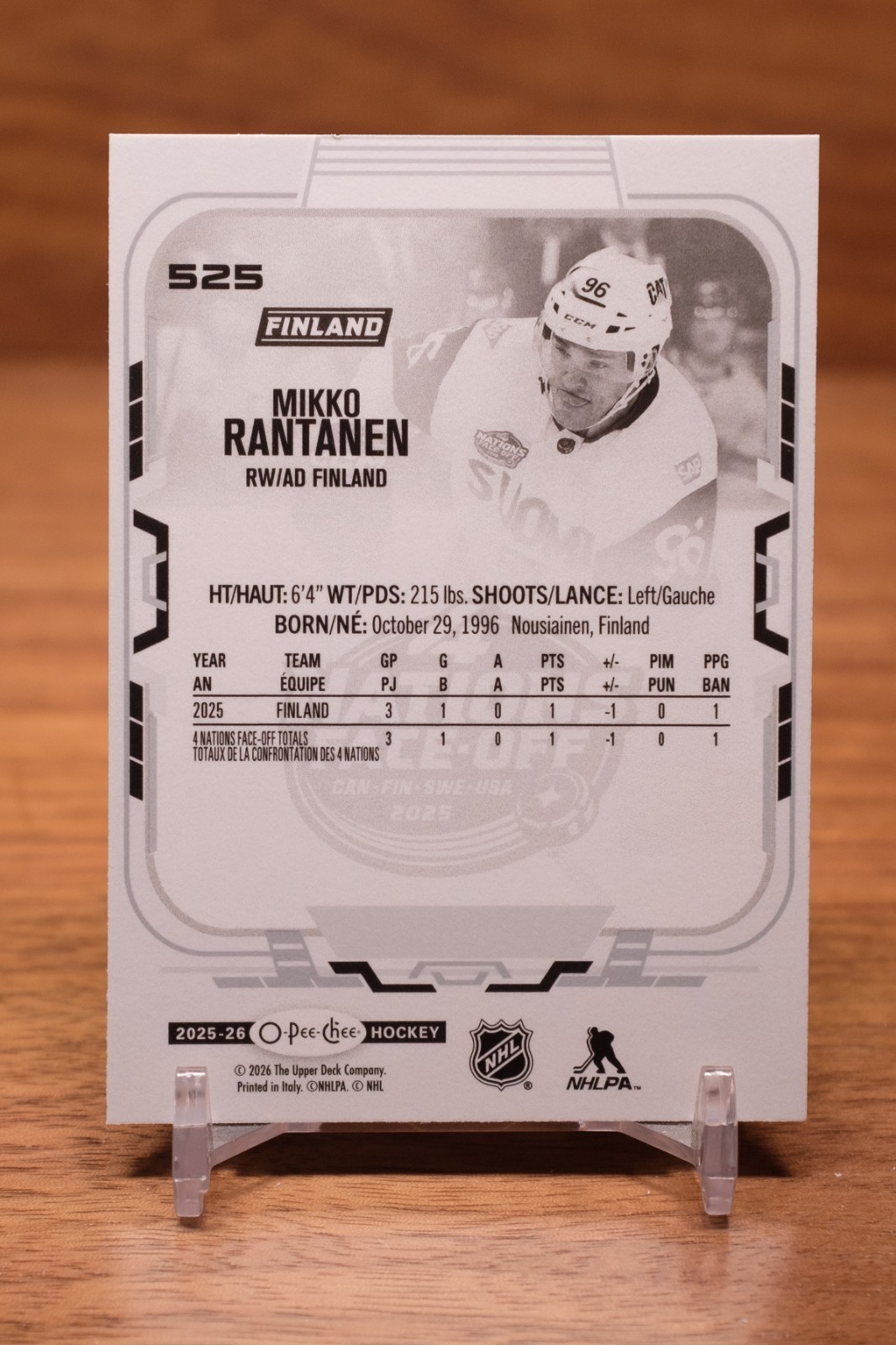 2025-26 O-Pee-Chee Base #525 Mikko Rantanen – Team Finland