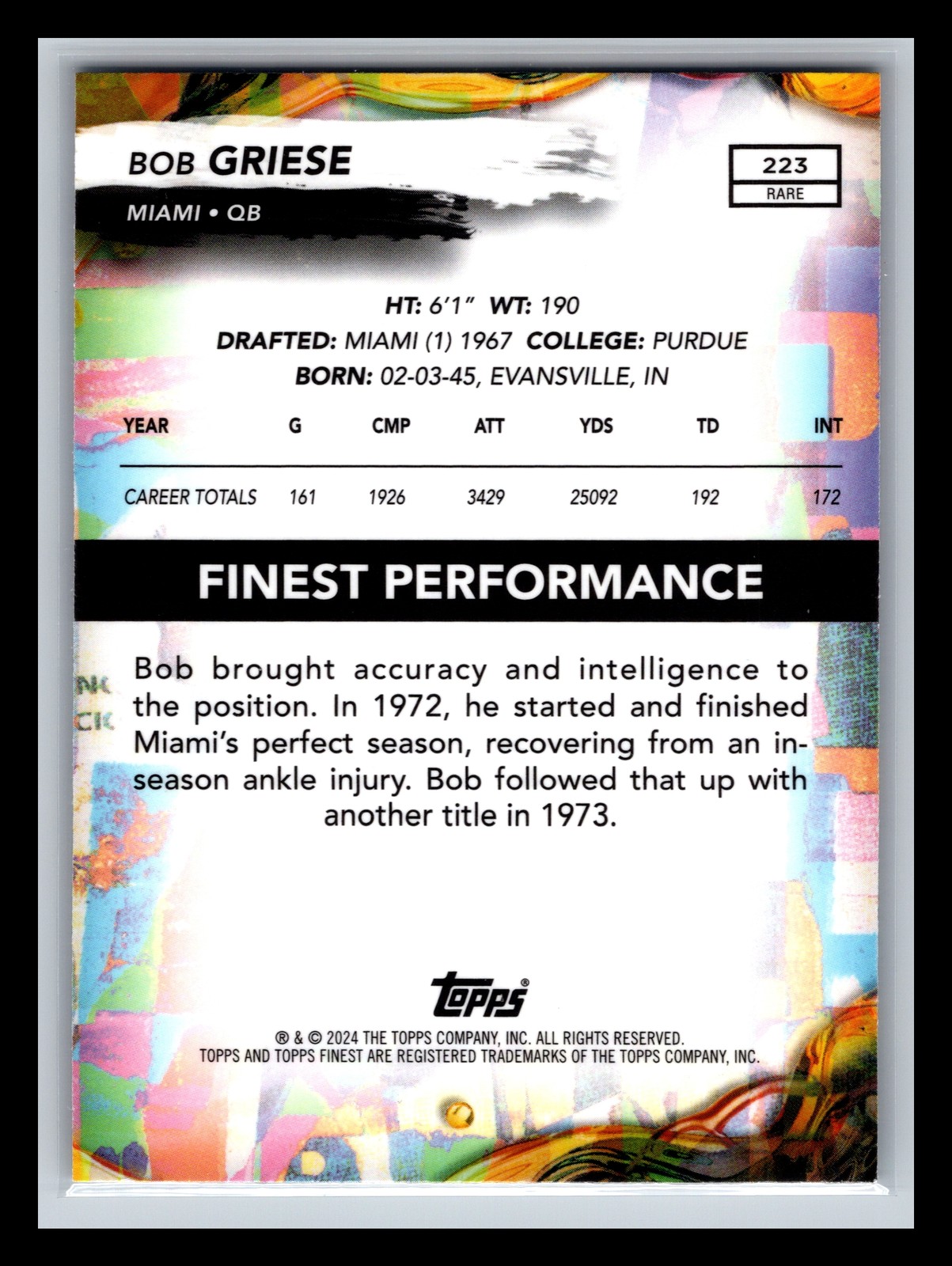 Bob Griese Miami Dolphins 2024 Finest #223