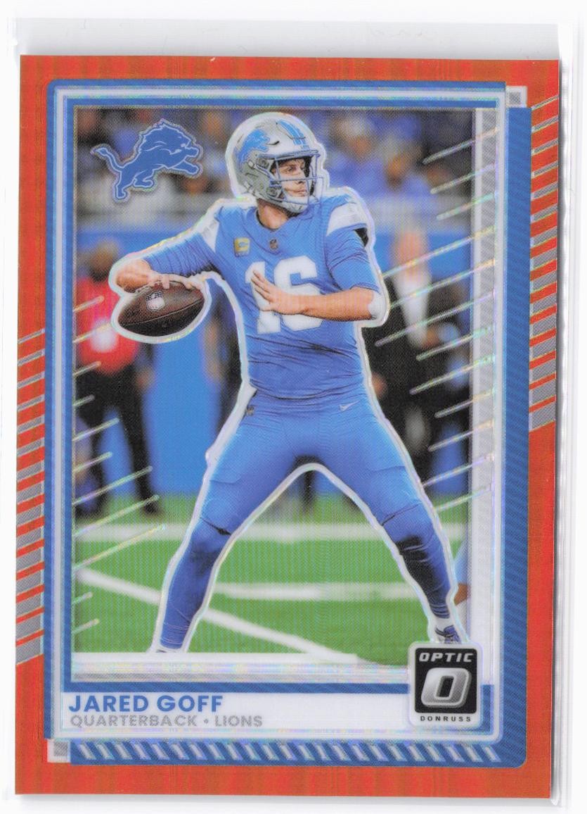 2025 Donruss Optic Jared Goff #149 Orange #/299 Detroit Lions