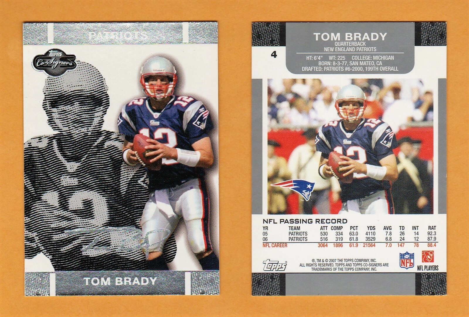 2007 Topps Co-Signers #4 Tom Brady – Patriots – Buccaneers – 981???