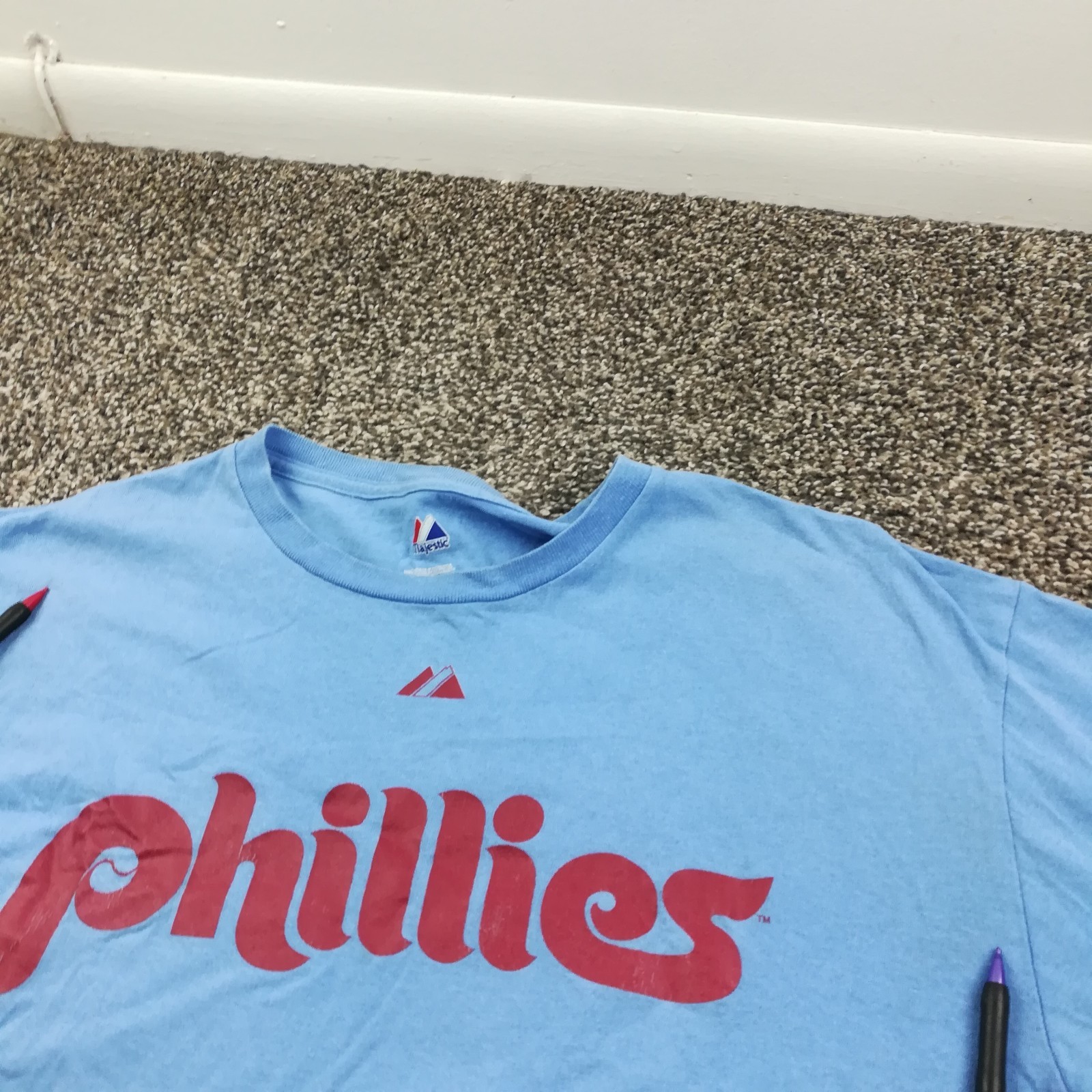Tug McGraw Philadelphia Phillies T-Shirt Jersey Vintage Logo Majestic Mens XL