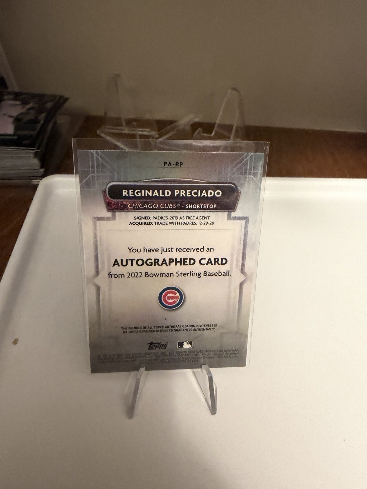 2022 Bowman Sterling – Prospect Autographs Reginald Preciado #PA-RP (AU, RC)