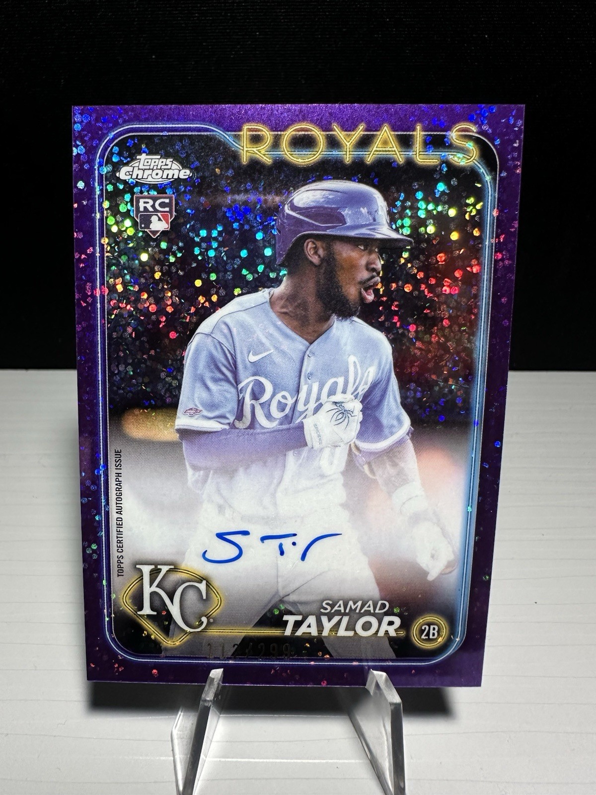 2024 Topps Chrome Samad Taylor #RA-ST Purple Speckle Auto 112/299 Royals