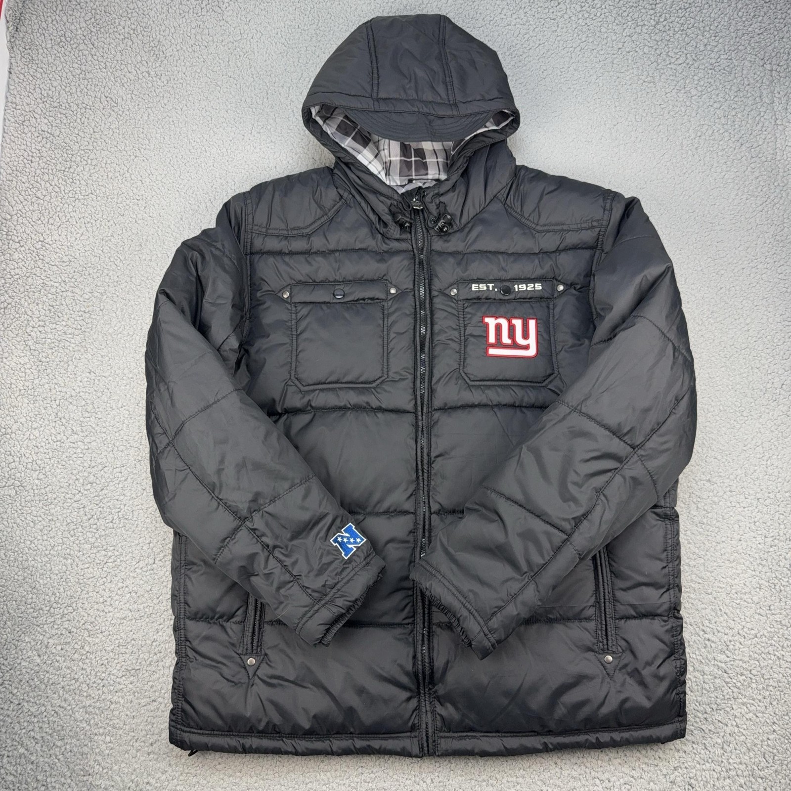 New York Giants Jacket Mens XL Black NFL Football NFL Pro Line Hooded Puffer