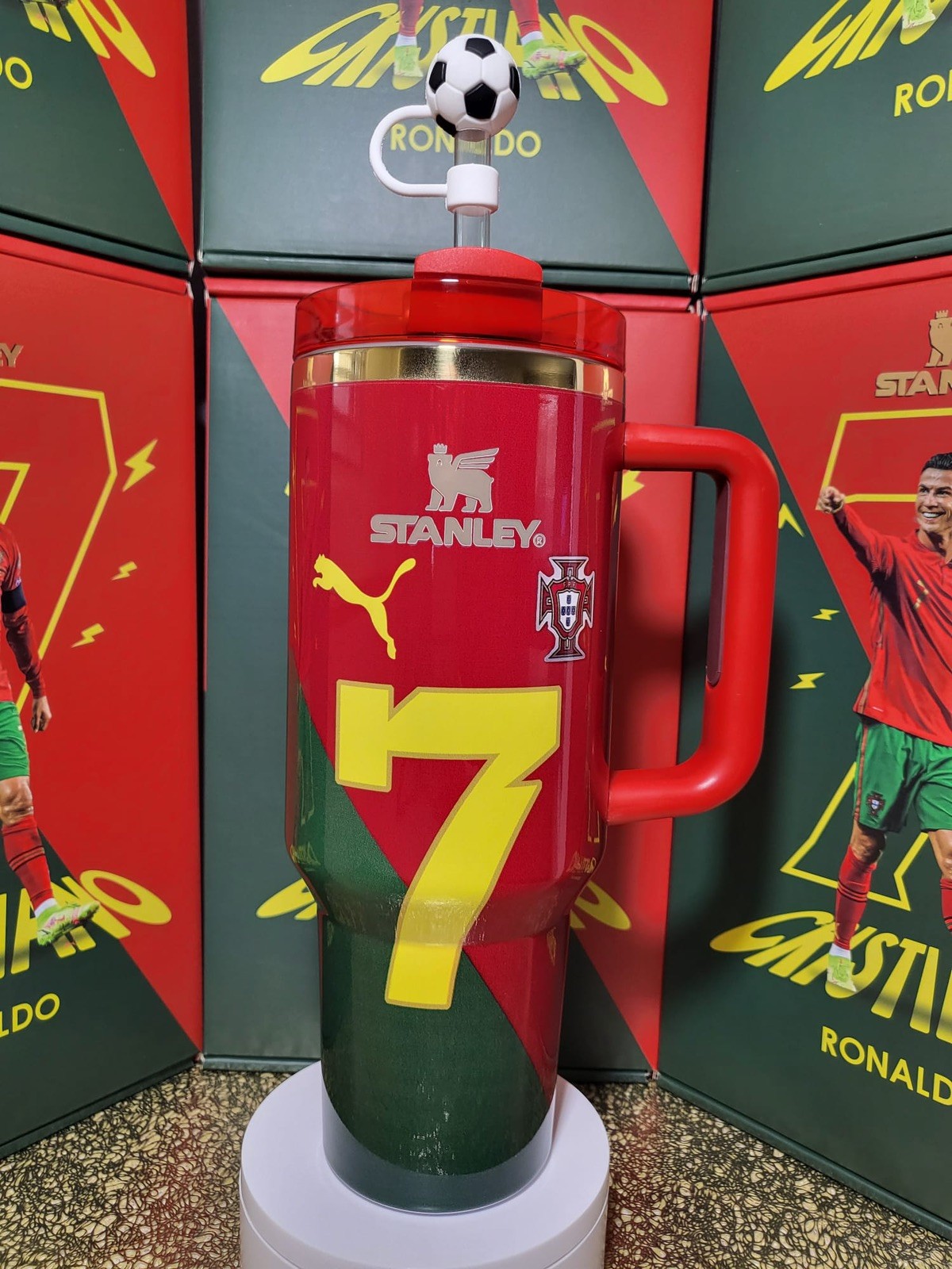 World Cup Cristiano Ronaldo Tumbler 40oz Red Gold Black