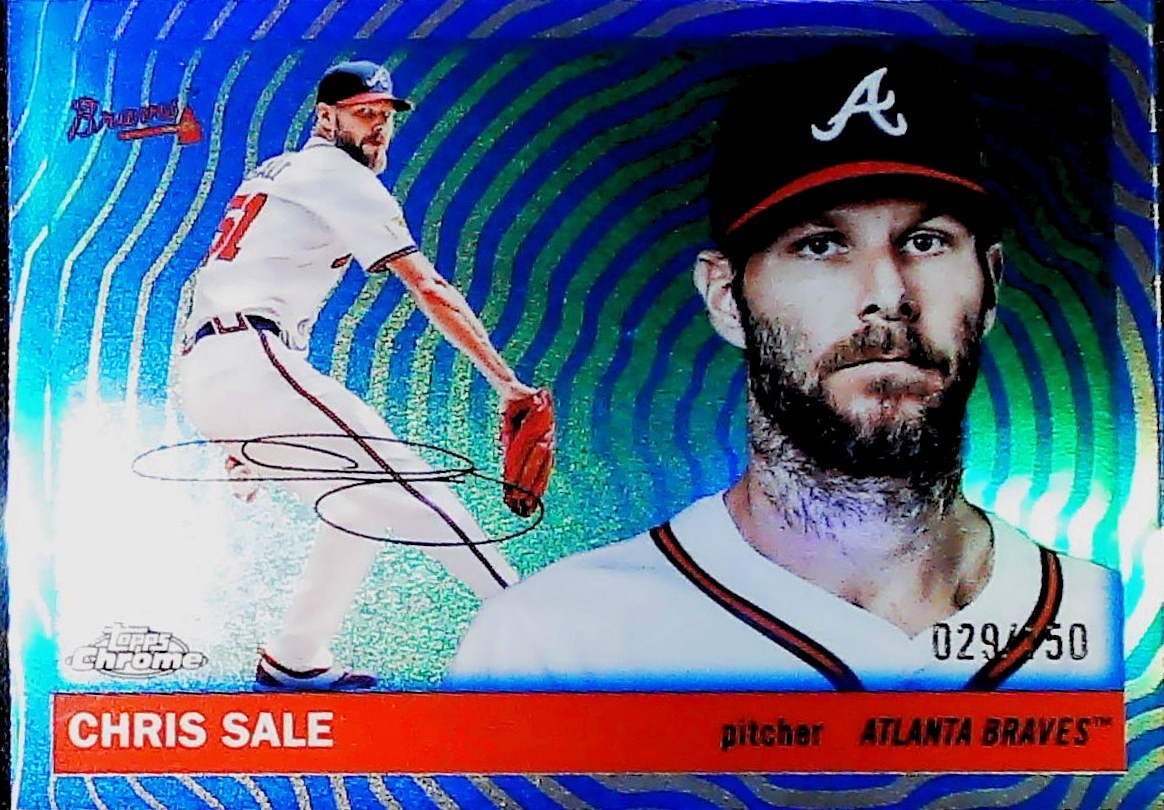 2025 TOPPS CHROME PLATINUM BLUE VIBRATIONS REFRACTOR /150 #49 CHRIS SALE BRAVES