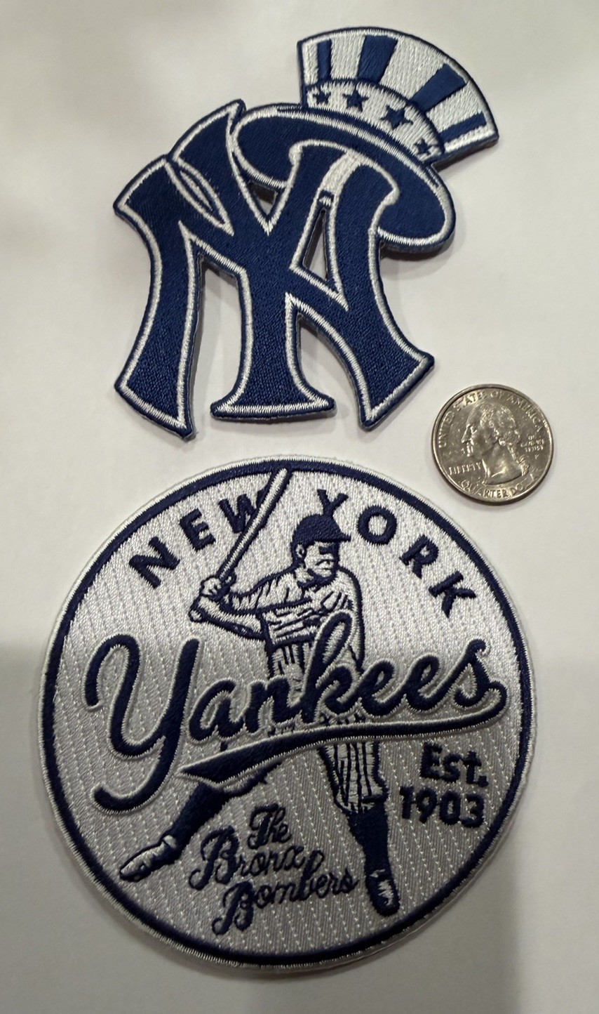 (2)-NEW YORK YANKEES Embroidered Iron On Patches 4” X 3” & 3.5”x 3.5” Awesome!