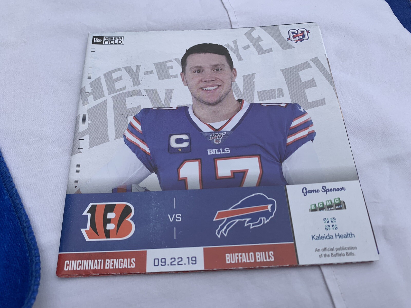 Sept 22 2019 Buffalo Bills Cincinnati Bengals Game Day Program 60 Year Towel MVP