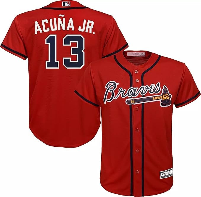 Ronald Acuna Jr. #13 Atlanta Braves MLB Kids Youth 8-20 Red Player Jersey