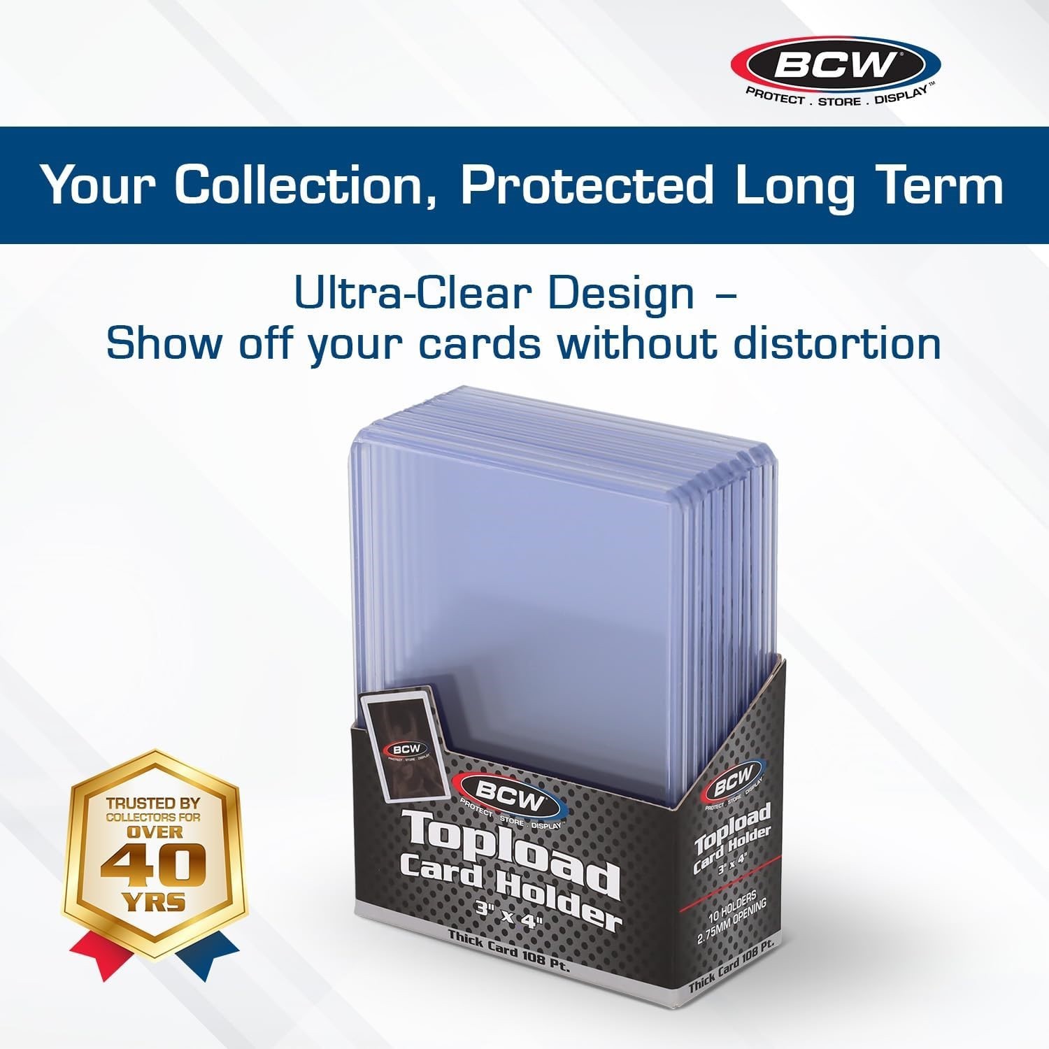 20 BCW Thick Card Topload 108 Pt. Holders 3×4 Clear Protectors Rigid PVC Storage