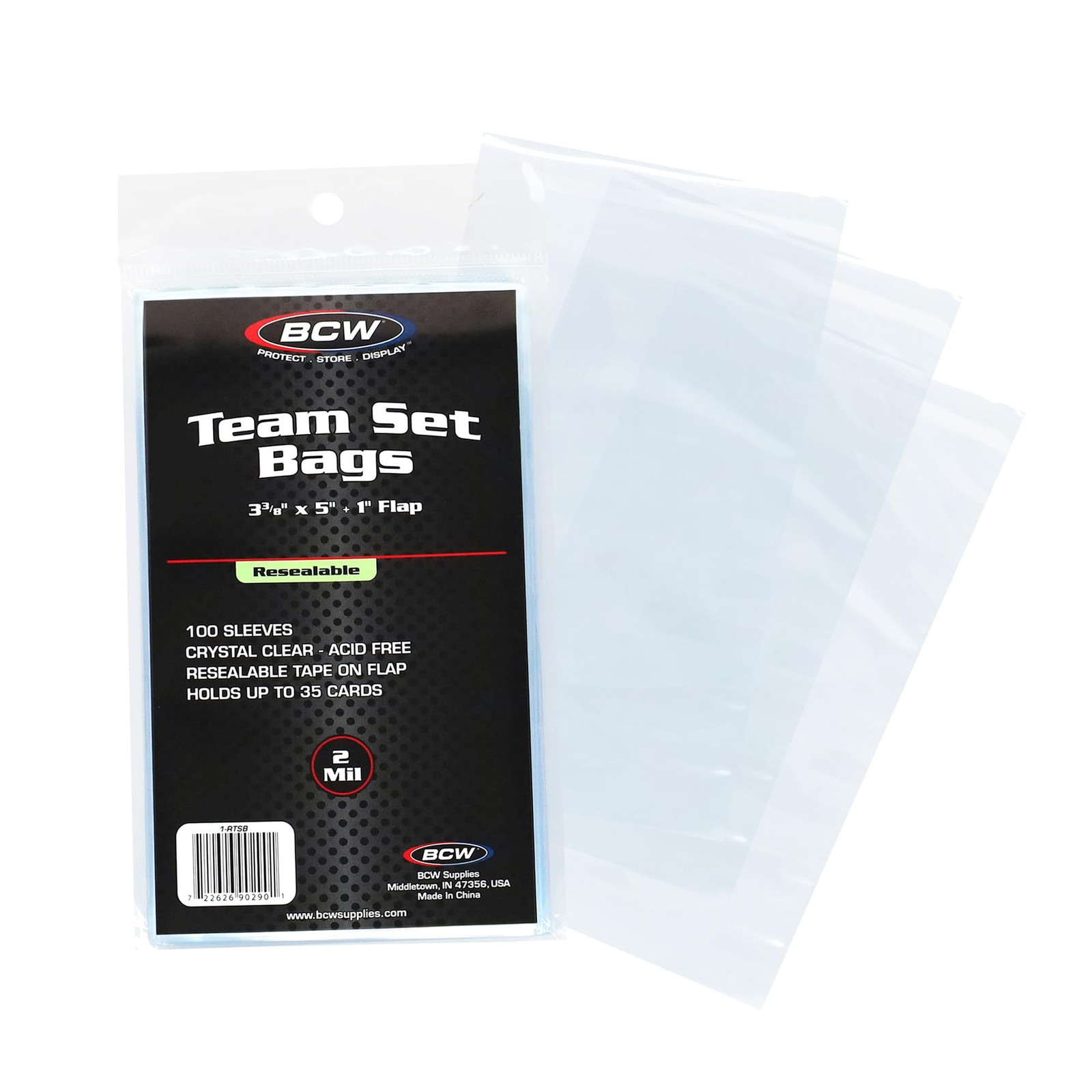 BCW Resealable Team Set Bags – 100 Count | Holds 9.525 x 12.7 x 0.5 cm, Clear