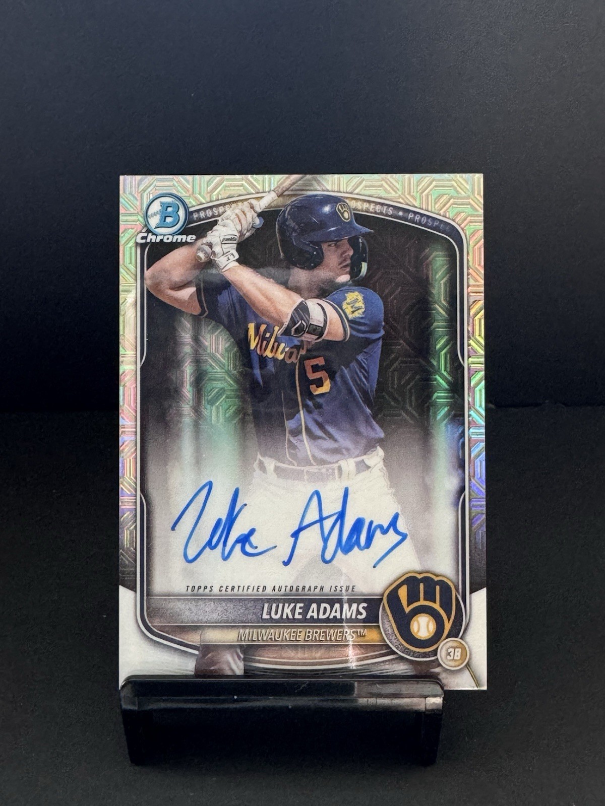 2025 Bowman Chrome Luke Adams Mojo Refractor Auto #BMA-LAD Milwaukee Brewers
