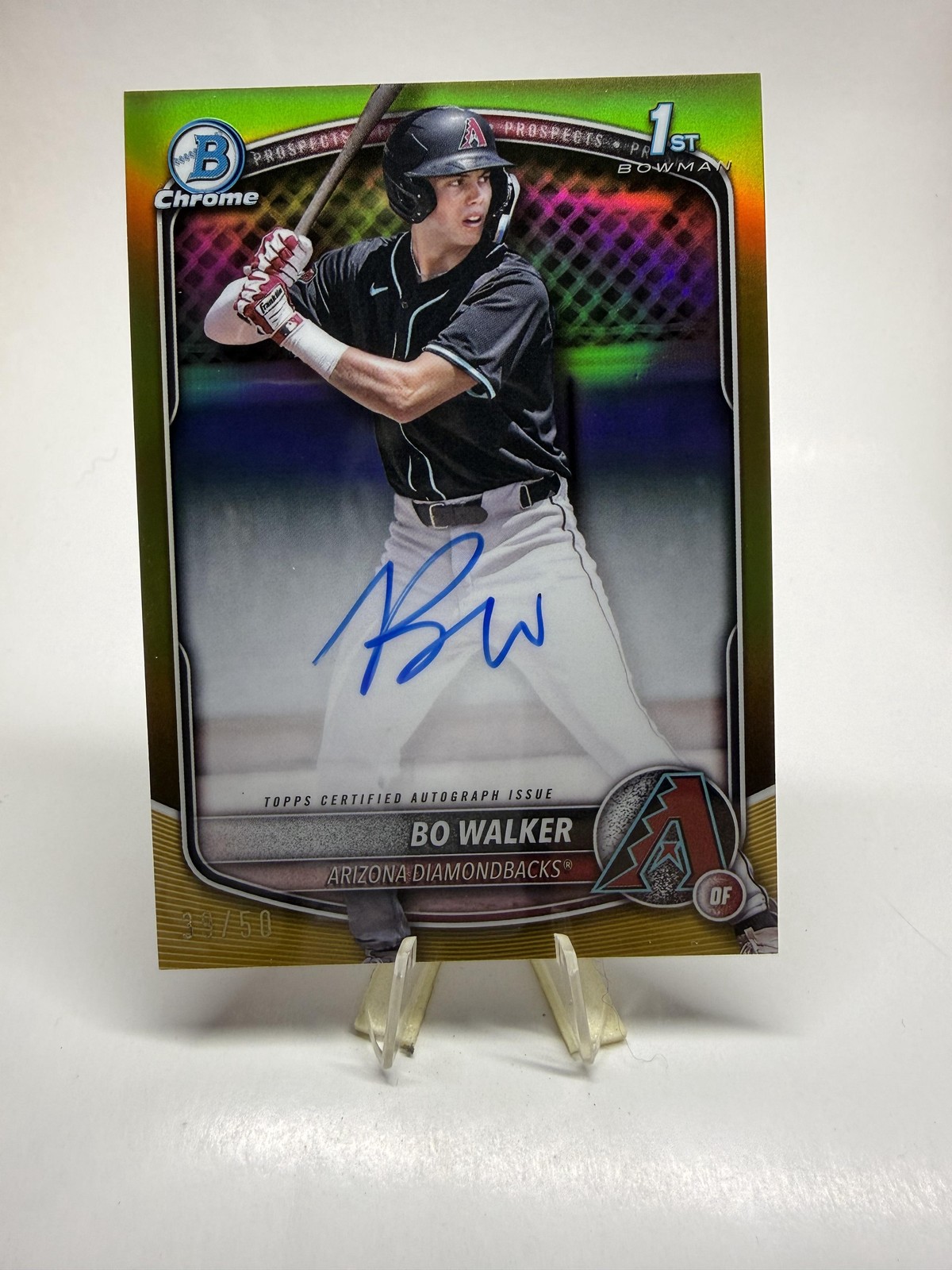 2025 Bowman #CPA-BWA Bo Walker Chrome Prospect Autographs Gold #/50 SN,AU