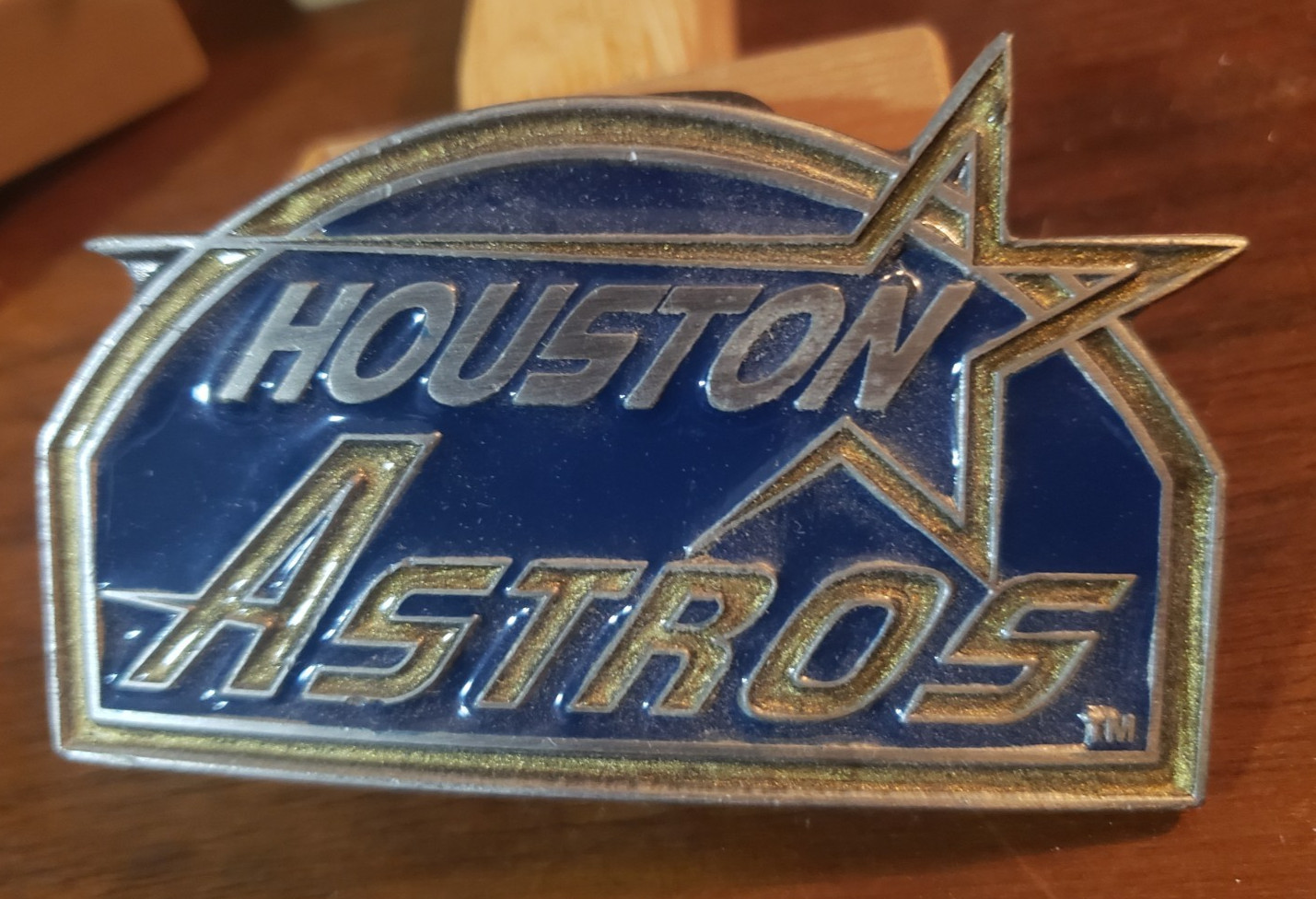 1994 Houston Astros MLB Baseball Logo 3 x 2″ Pewter Belt Buckle