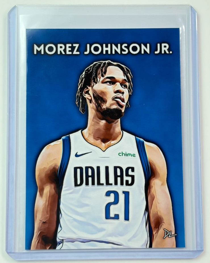 Morez Johnson JR. Limited Artist Signed “Dallas Mavericks” Trading Card 2/10