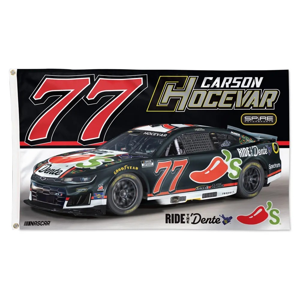 Carson Hocevar #77 Chili’s Nascar Car Racing 3×5 FT Flag Wall Home Great Banner