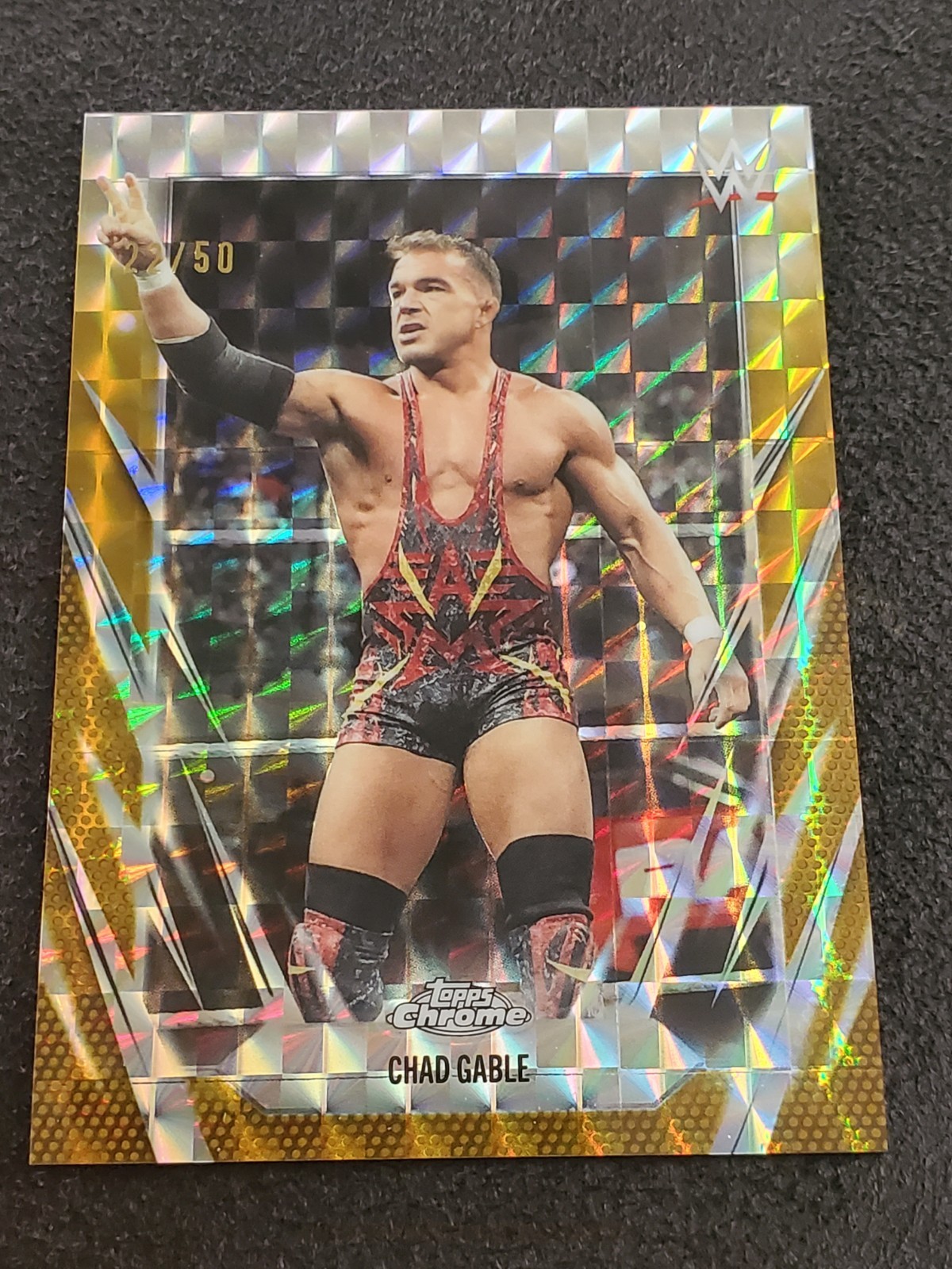 2026 Topps Chrome WWE # 58 Chad Gable /50 Gold Geometric Refractor