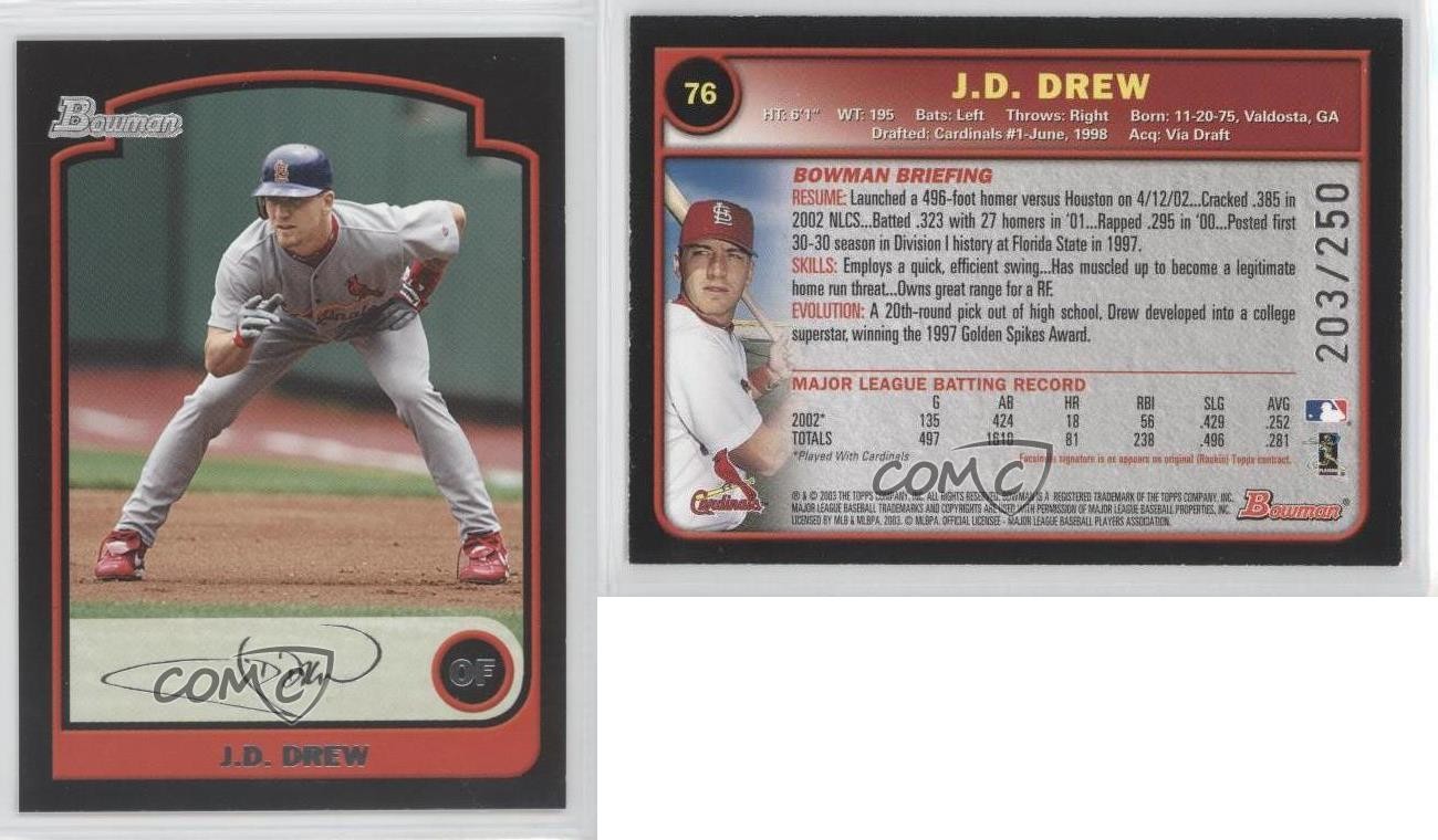 2003 Bowman Silver 203/250 JD Drew #76 d4y