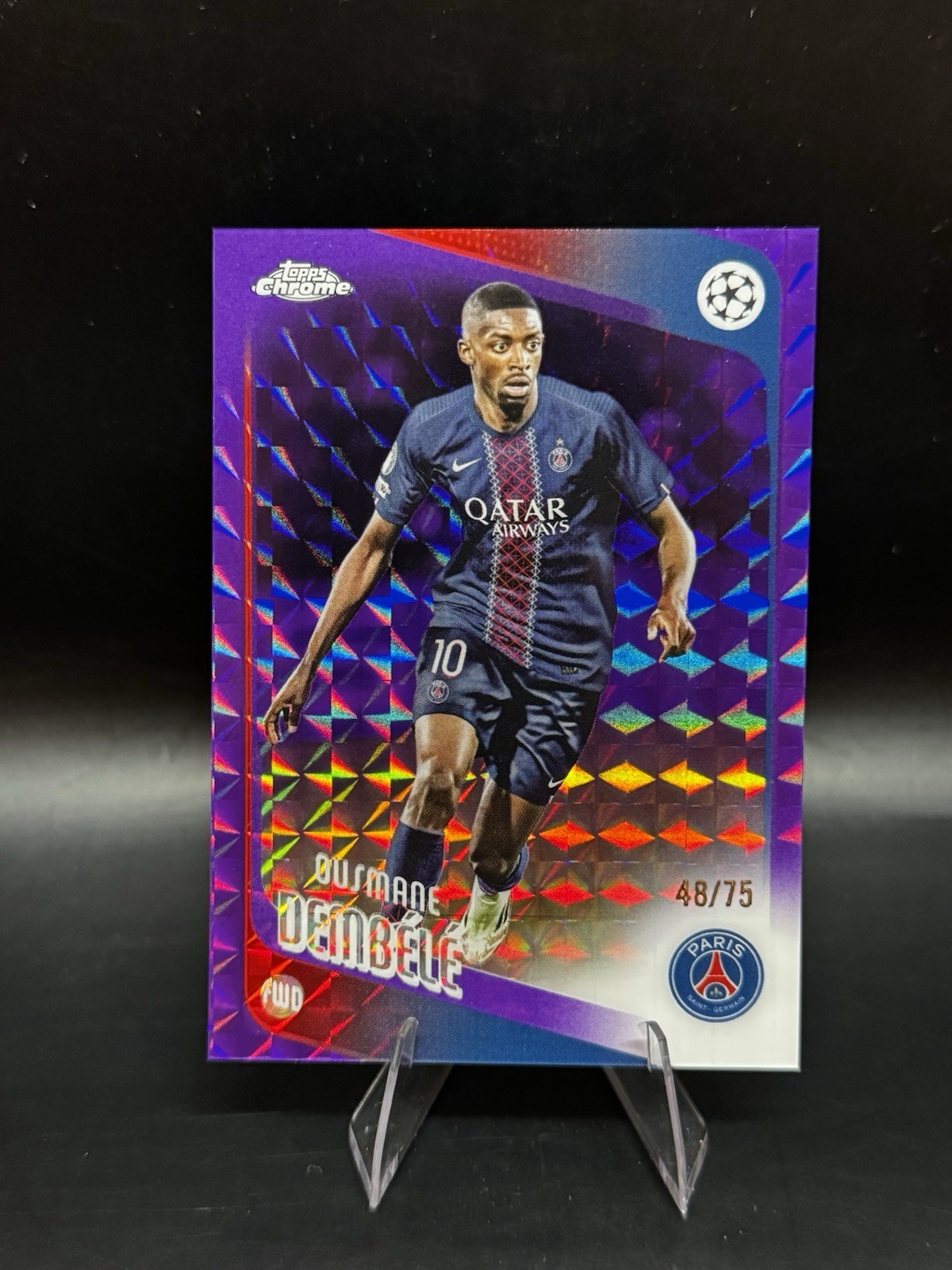 2026 Topps Chrome UEFA Ousmane Dembele Purple Geometric /75 PSG Color Match