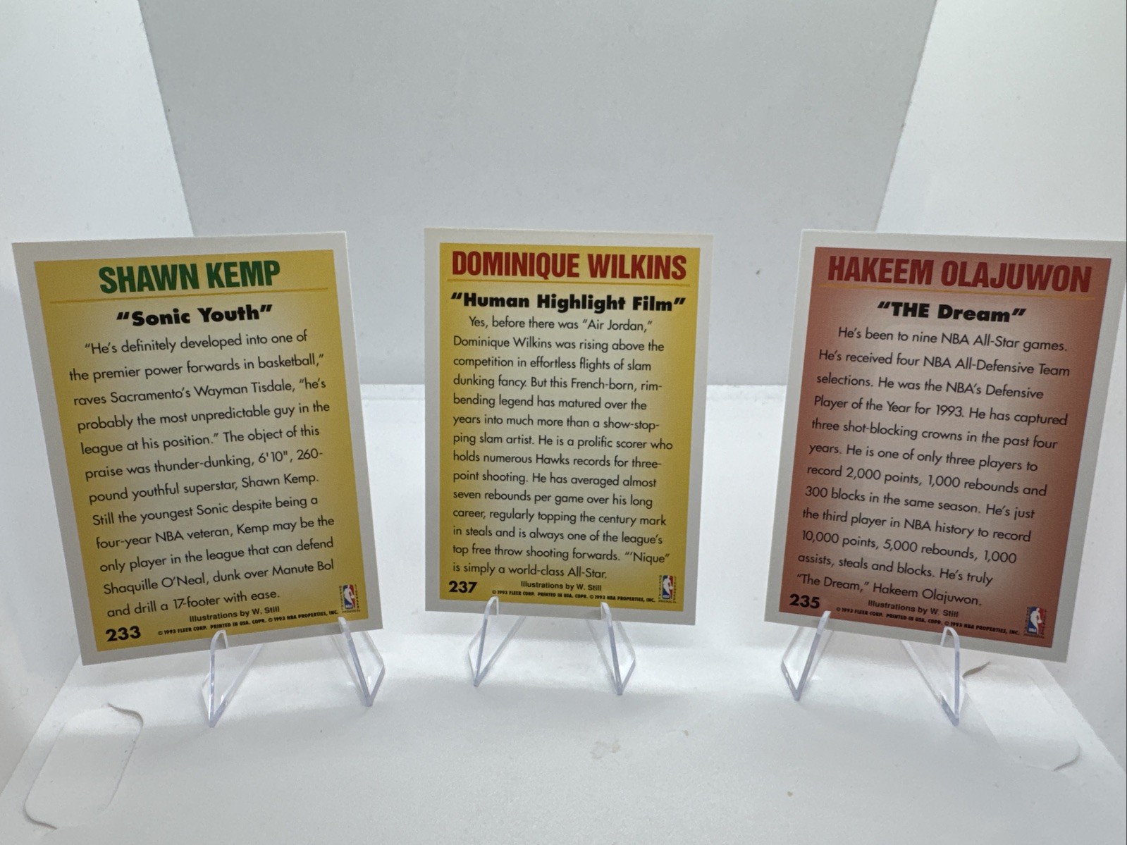 1993-94 Fleer NBA Pro Visions 5 Card Set #233-237 Hakeem Kemp Stockton Zo NM+