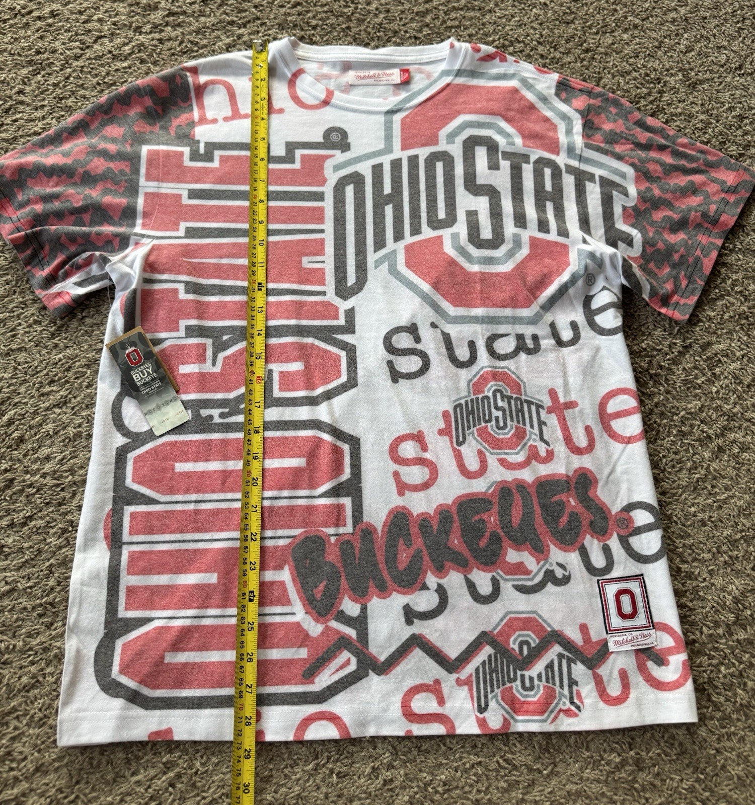 Mitchell & Ness Ohio state Buckeyes AOP T Shirt Men Medium All Over Print NWT