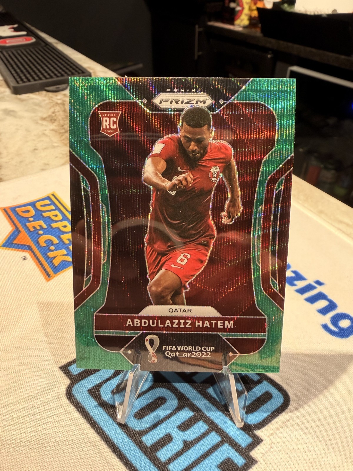 2022 Prizm World Cup Abdulaziz Hatem GREEN WAVE ROOKIE SP #185 Qatar Panini RC