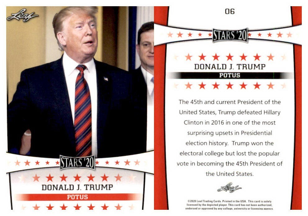 “RARE” DONALD J. TRUMP POTUS LEAF 2020 “Stars ’20” PROMO CARD #06!