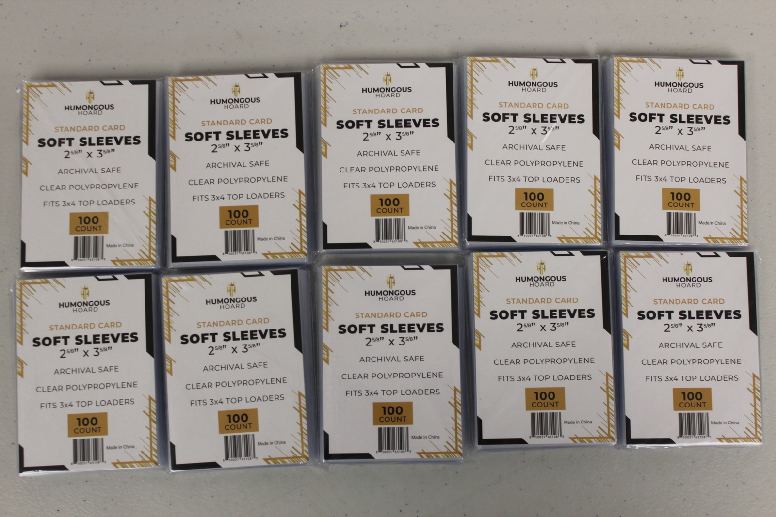 (1000) Humongous Hoard Soft Sleeves Standard Size 2 5/8 x 3 5/8″ 10 Packs of 100