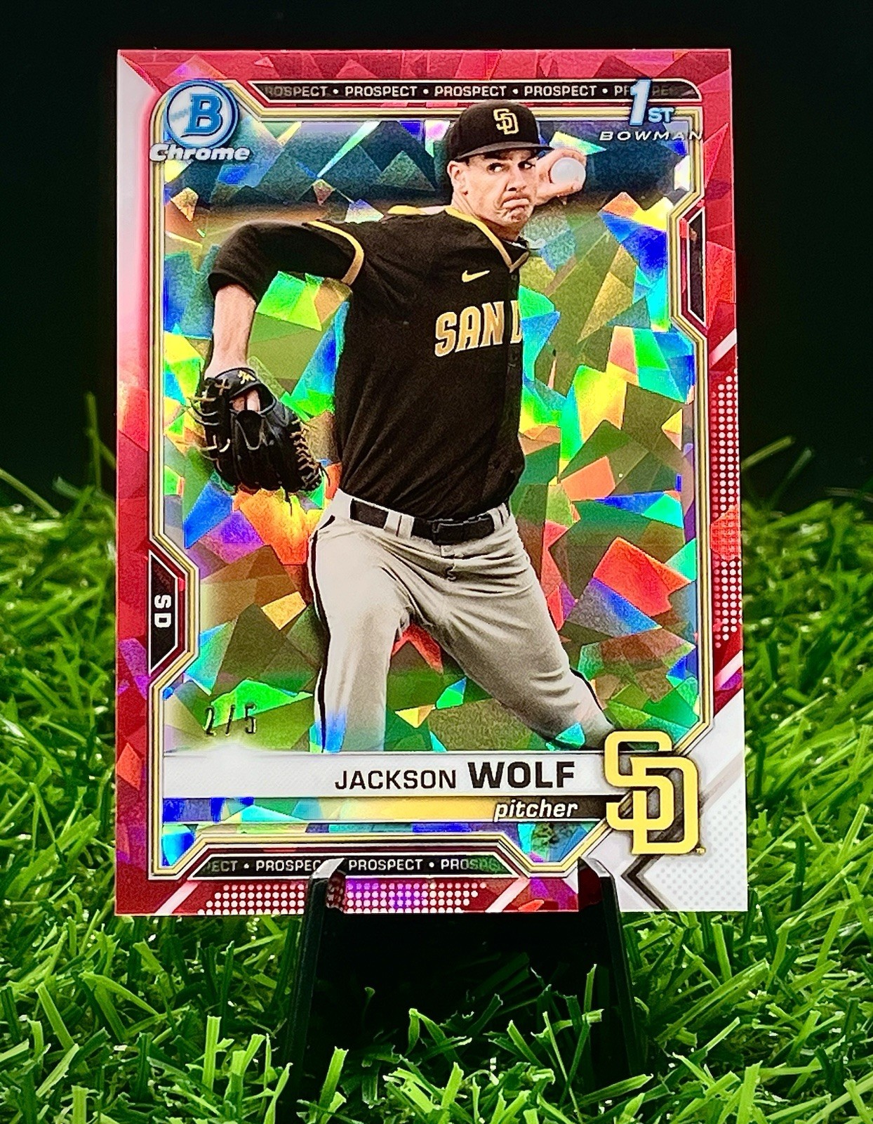 2021 Bowman Draft Jackson Wolf Red Sapphire #/5 Edition Padres SSP 1st Rookie RC