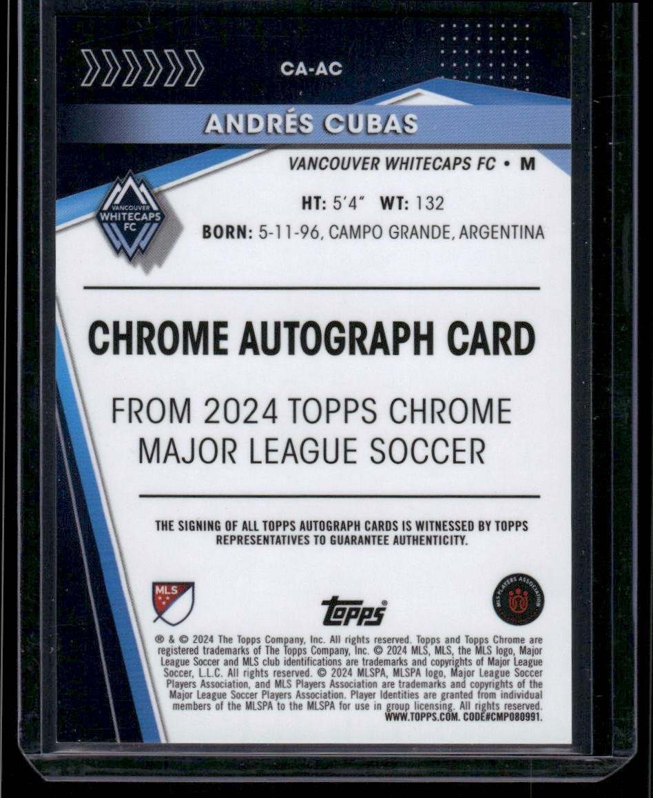 2024 Topps Chrome MLS #CA-AC Andrés Cubas Chrome Autographs