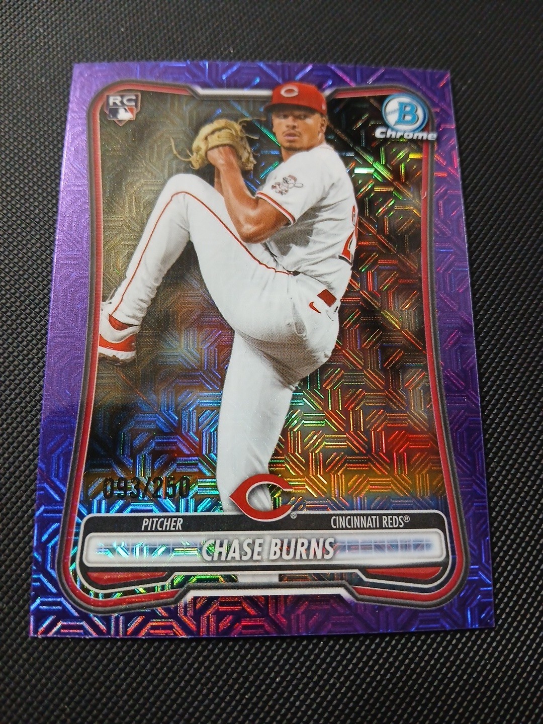 2026 Bowman Chrome Chase Burns /250 (093/250) Purple Mojo Refractor- Reds