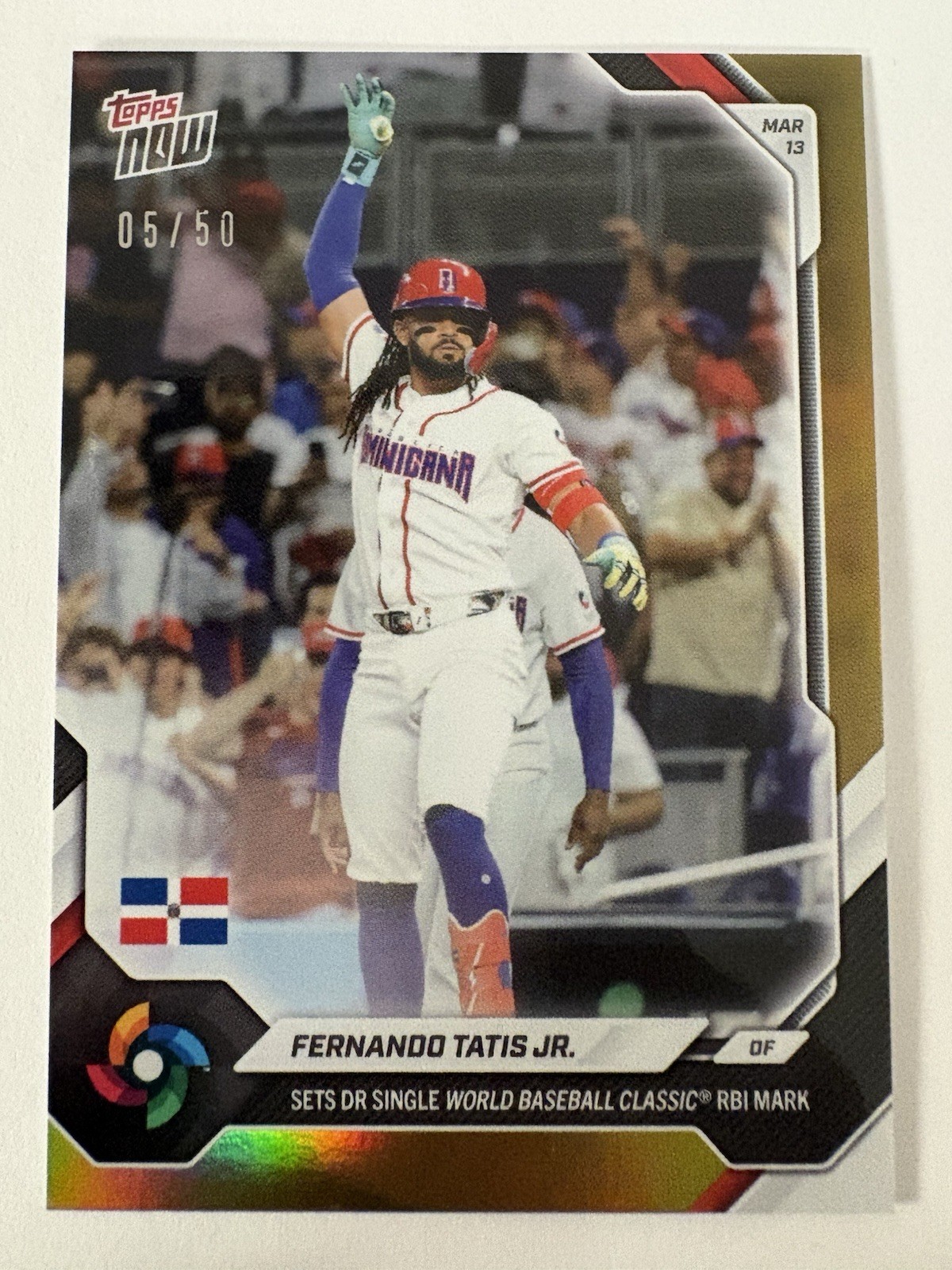 Fernando Tatis Jr Dominican Republic WBC RBI Record 2026 Topps Now WB29 Gold /50