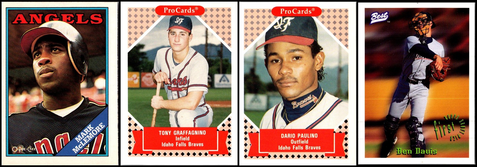 Idaho Falls Braves (4) Card Lot – THE RAREST EDITION – FEW WILL EVER OWN THIS!