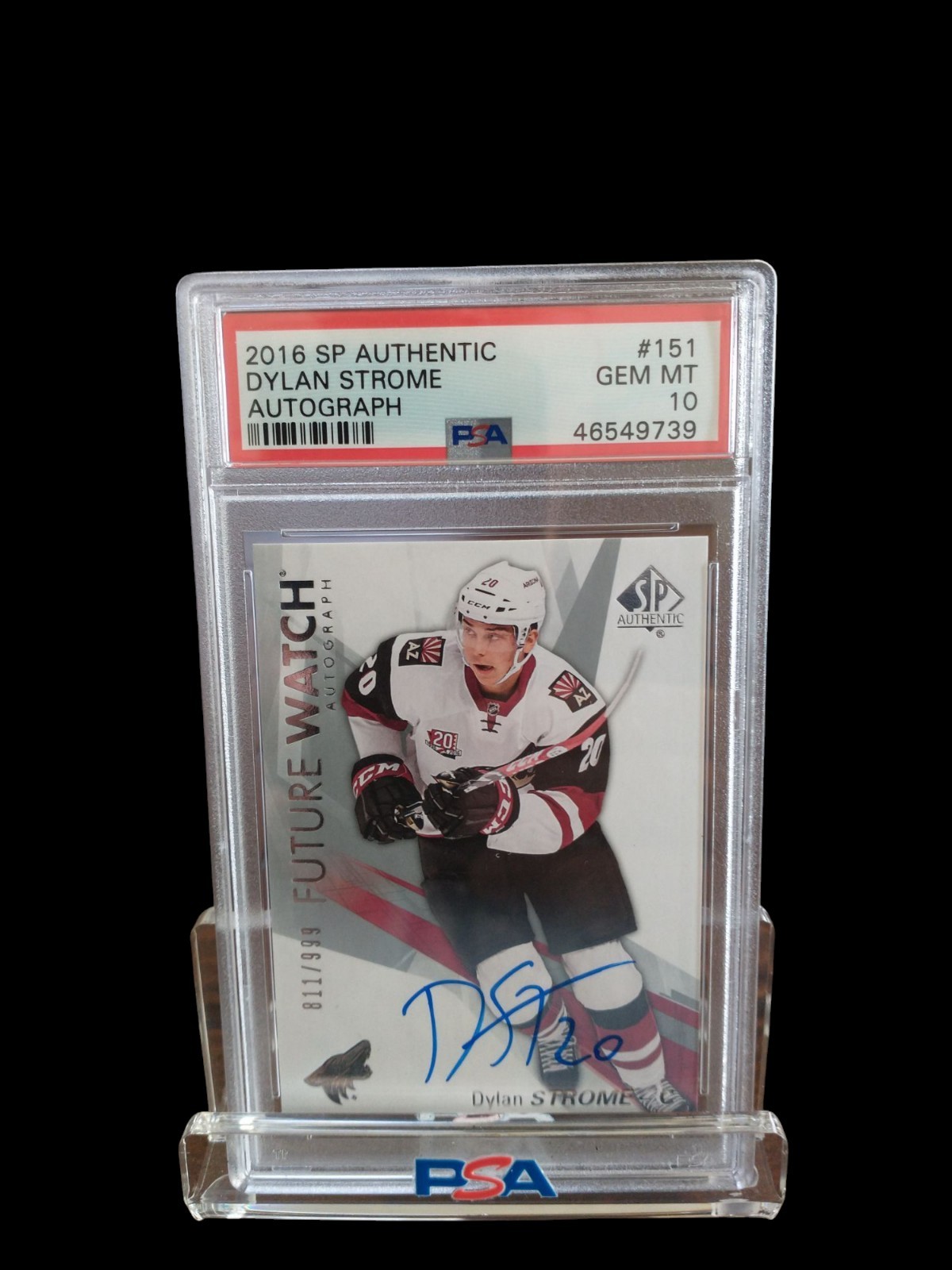 PSA ACRYLIC DISPLAY STAND WITH LOGO FOR GRADED SLAB W/ RUBBER PADS