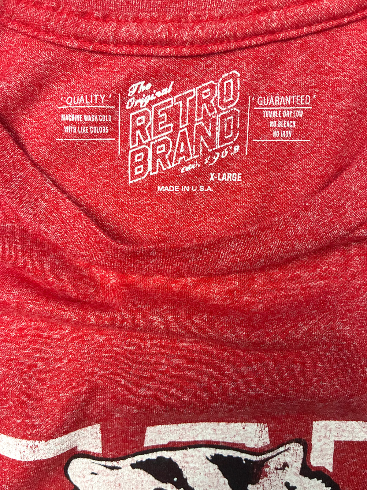 Wisconsin Badgers Retro Brand RED Retro “W with Bucky Logo” Tee Shirt – Size XL