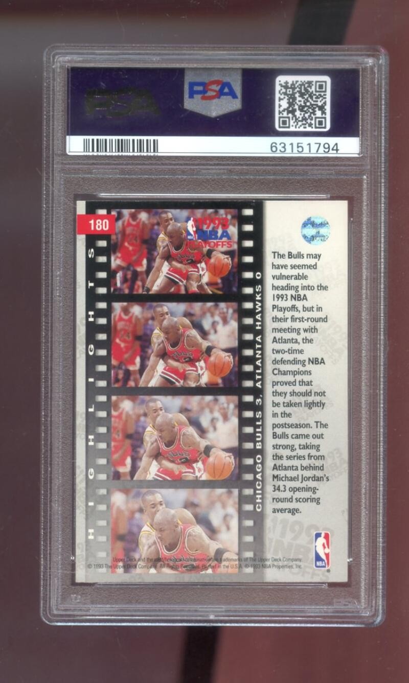 1993-94 Upper Deck #180 Playoffs Michael Jordan PSA 9 Graded Basketball Card NBA