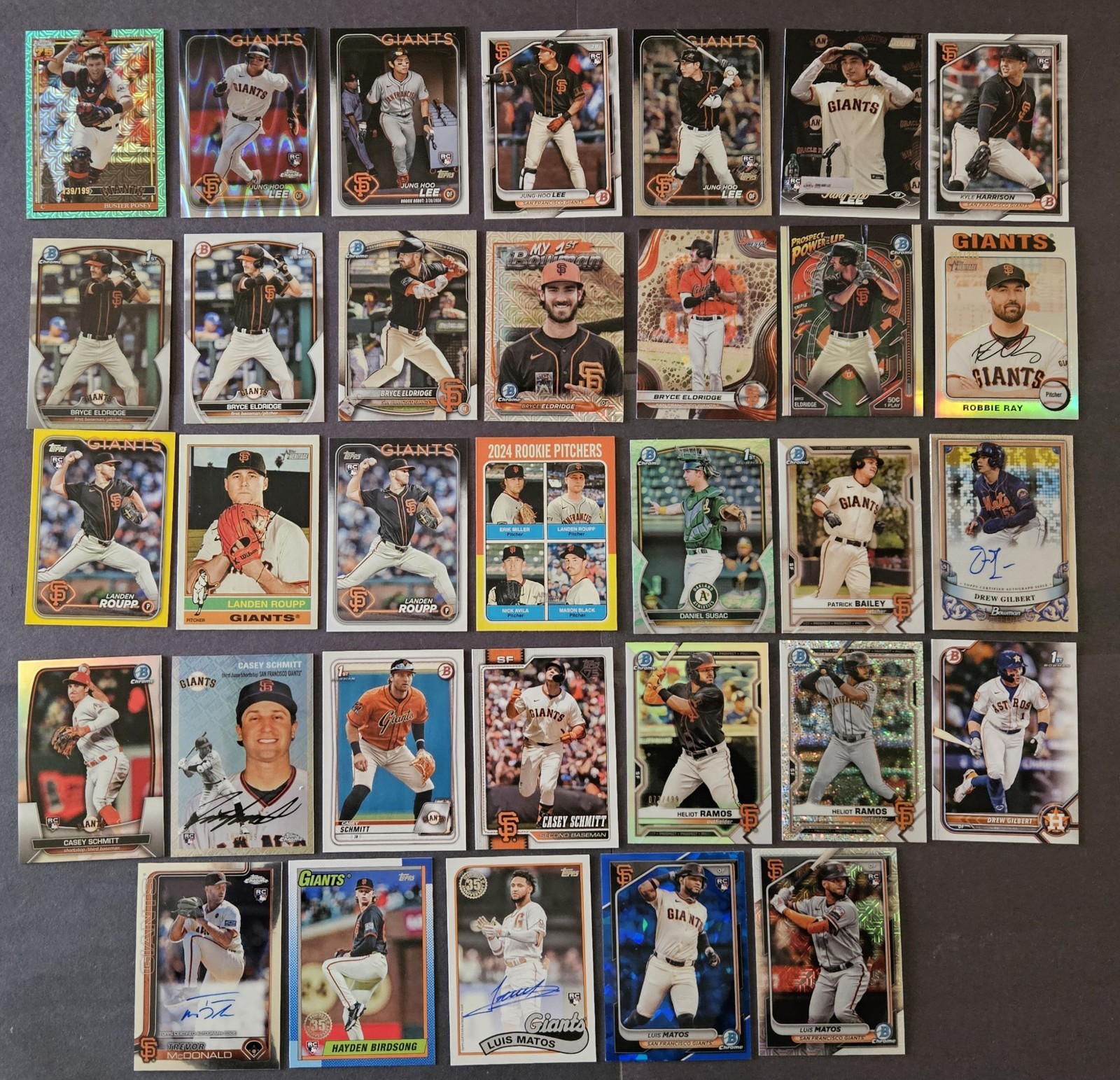2021-2026 SAN FRANCISCO GIANTS CARDS (32) TOPPS CHROME, HERITAGE, BOWMAN 1ST, RC