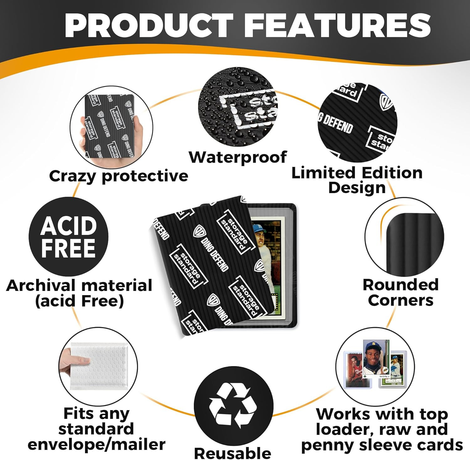 Ding Defend 110-Pack Trading Card Protector Shipping – 3.5 X 4.5 Inch Black