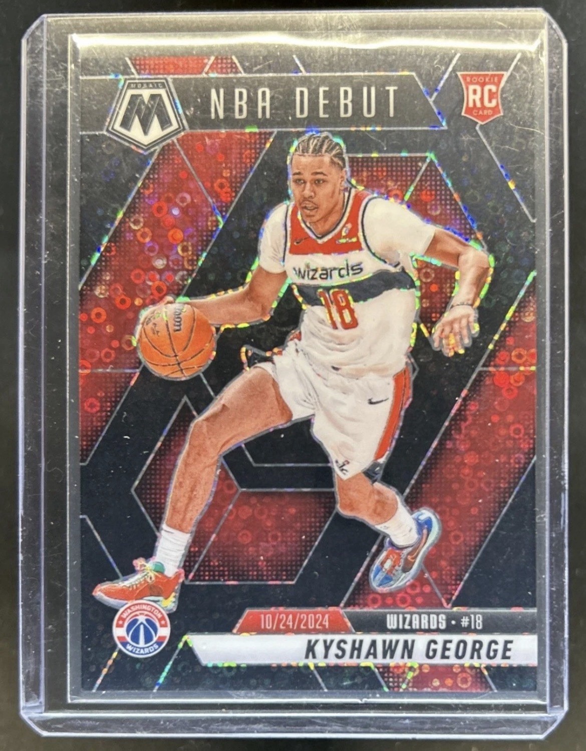 2024-25 Panini Mosaic Kyshawn George RC Fast Break Black Mosaic NBA Debut #1/1