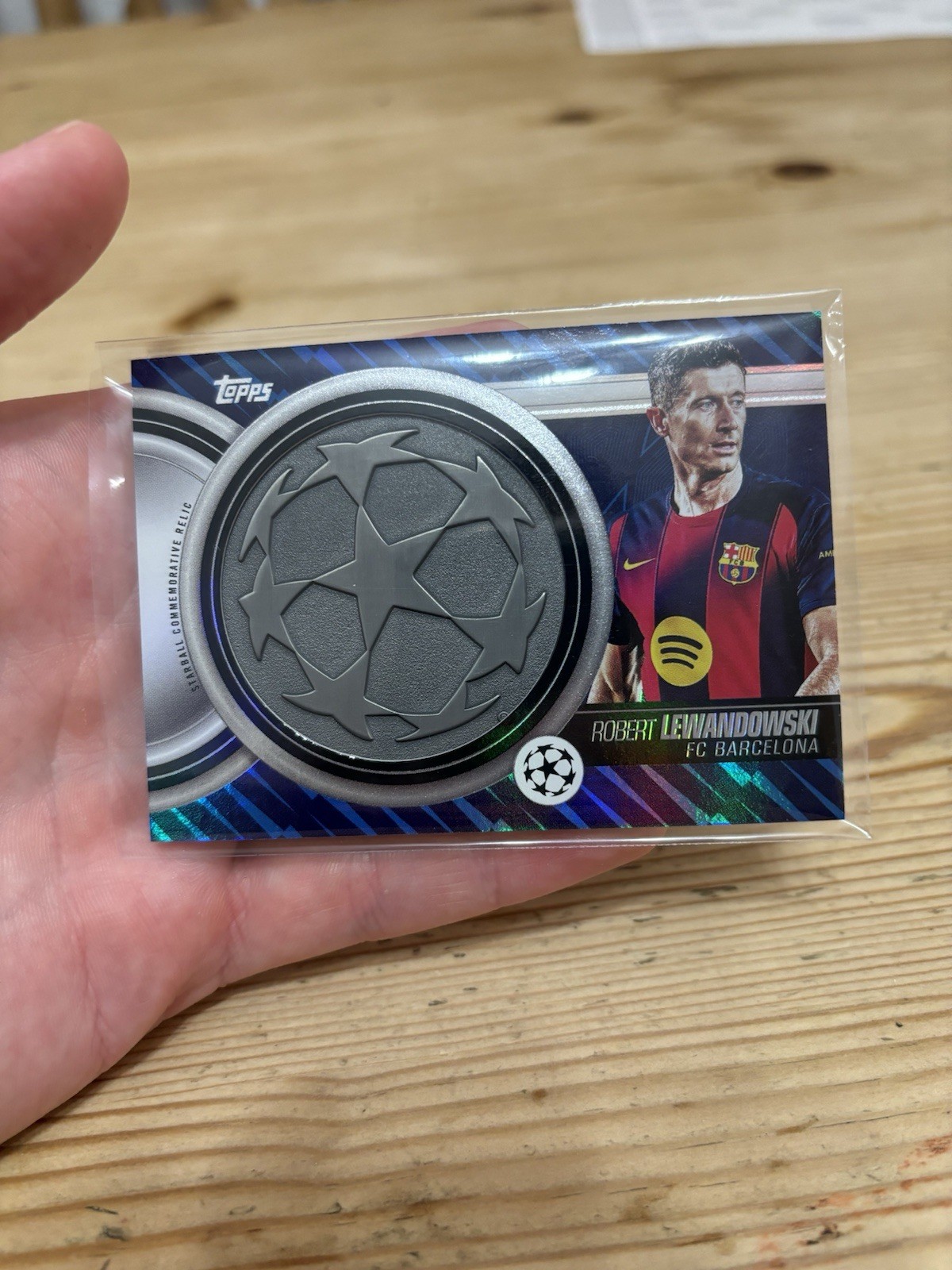 Topps UEFA Club Robert Lewandowski FC Barcelona Starball Relic Card FLAGSHIP