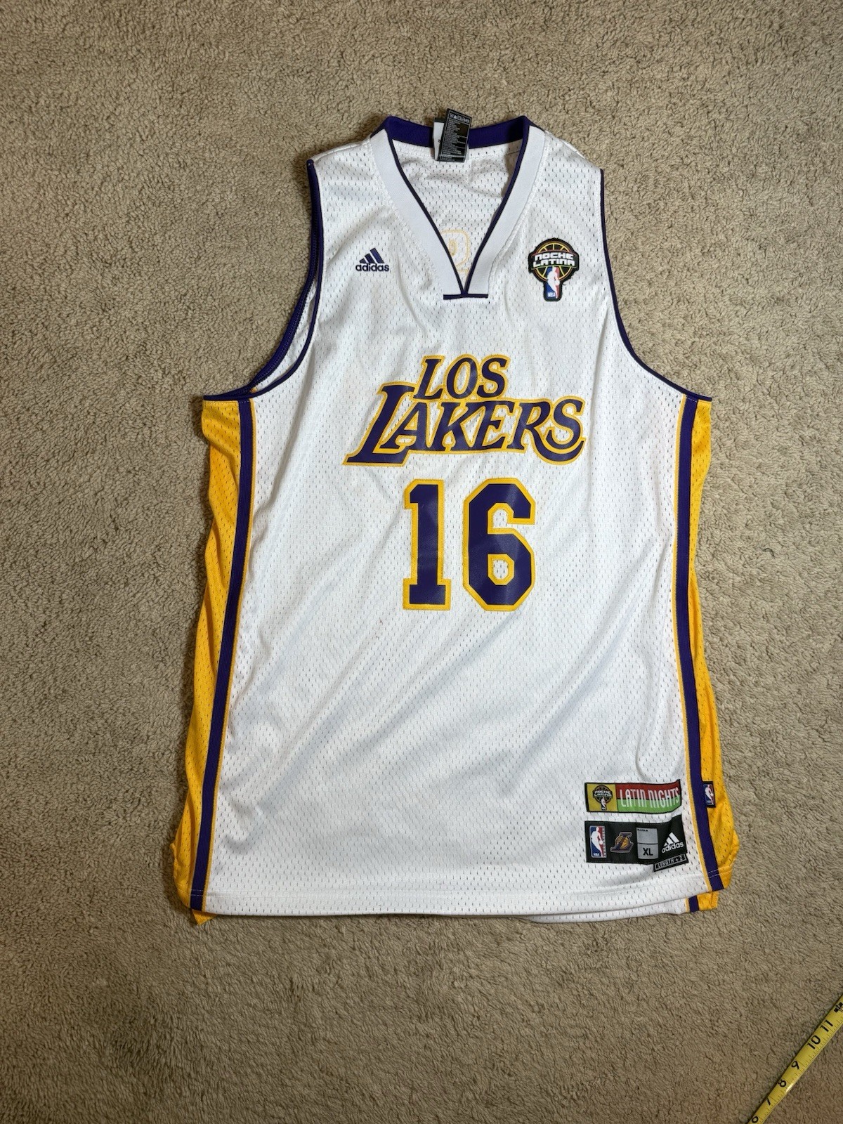 Adidas Los Angeles Lakers Los Lakers Latin Nights Jersey #16 Size XL