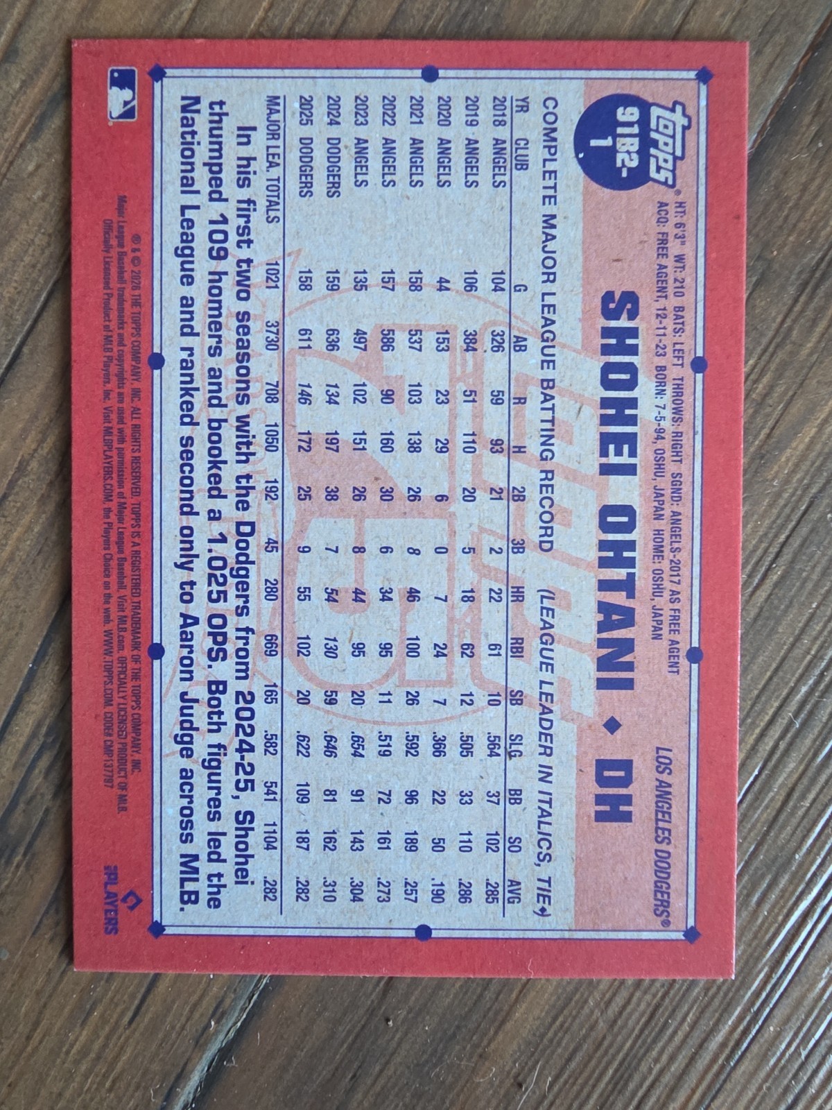2026 Topps 75 Series 2 Shohei Ohtani Dodgers 1991 Crackle Foil Insert #91B2-1
