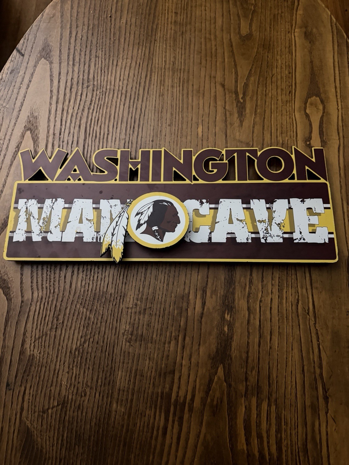Washington Redskins Commanders Mancave NFL Football Sign 8×7 1/2 Inch Wall Decor